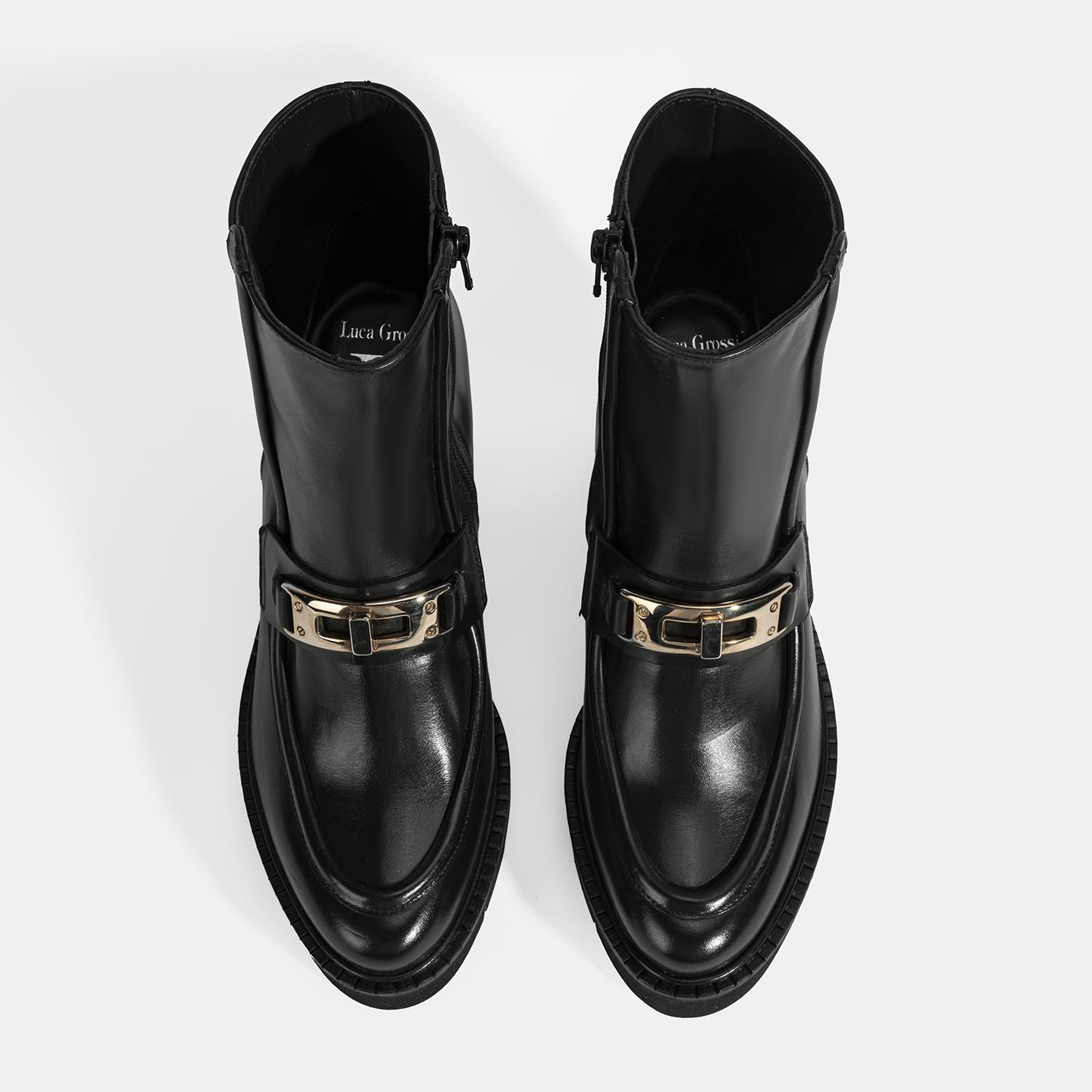 Luca Grossi Kadın Siyah Metal Kilit Detaylı Kalın Topuklu Bot