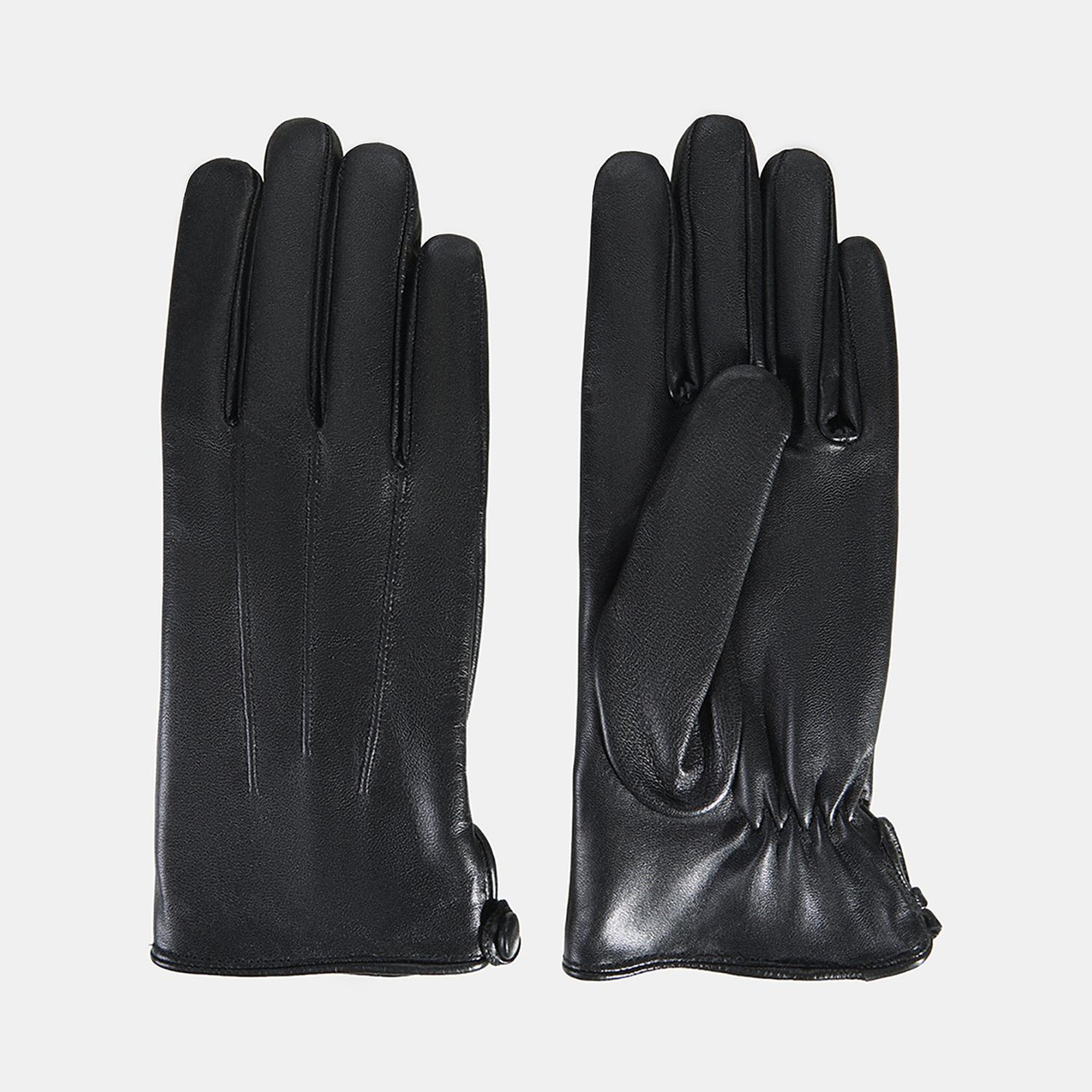 Siyah Kadın Deri Eldiven