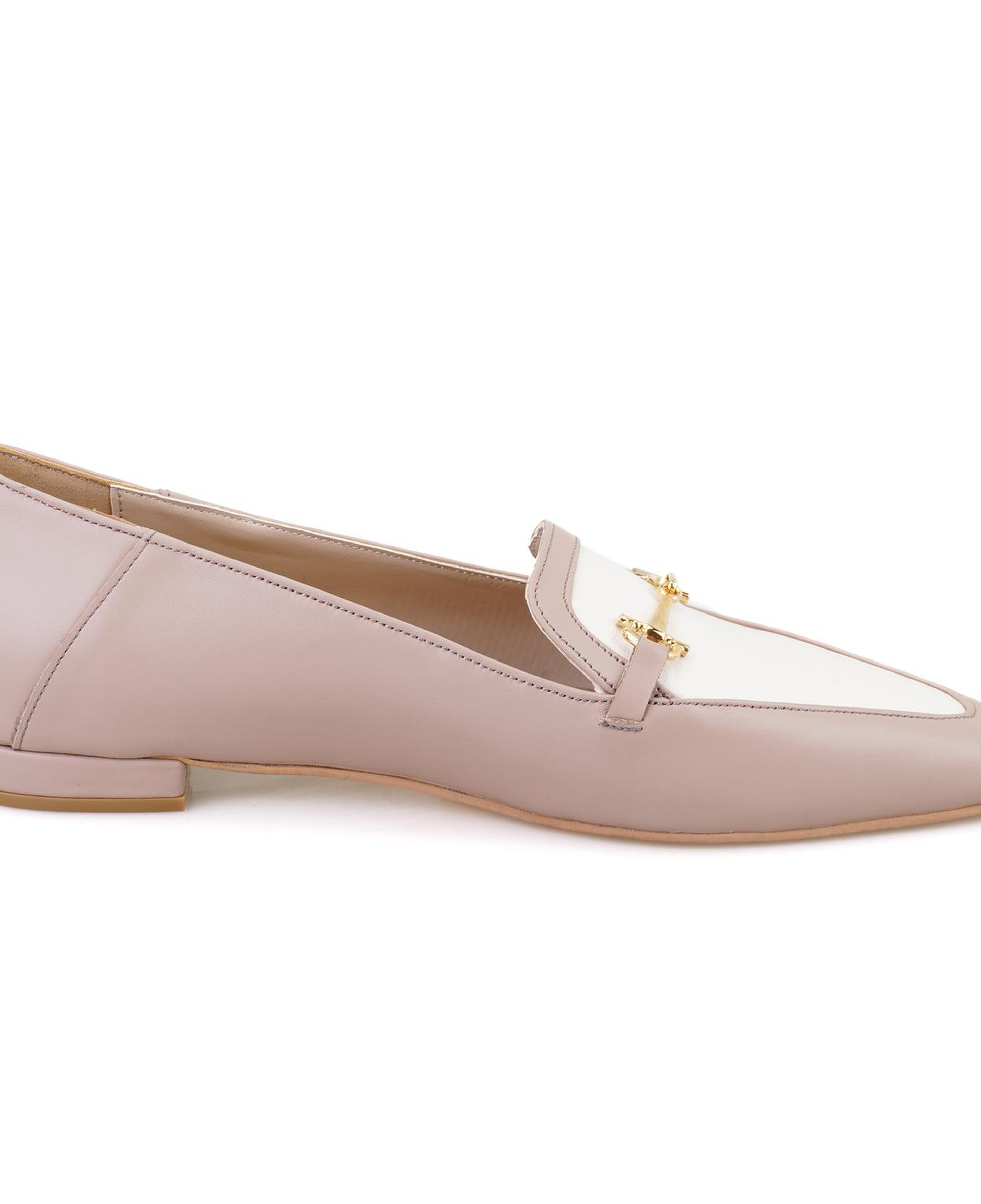 Kadın Bej Toka Aksesuarlı Deri Loafer