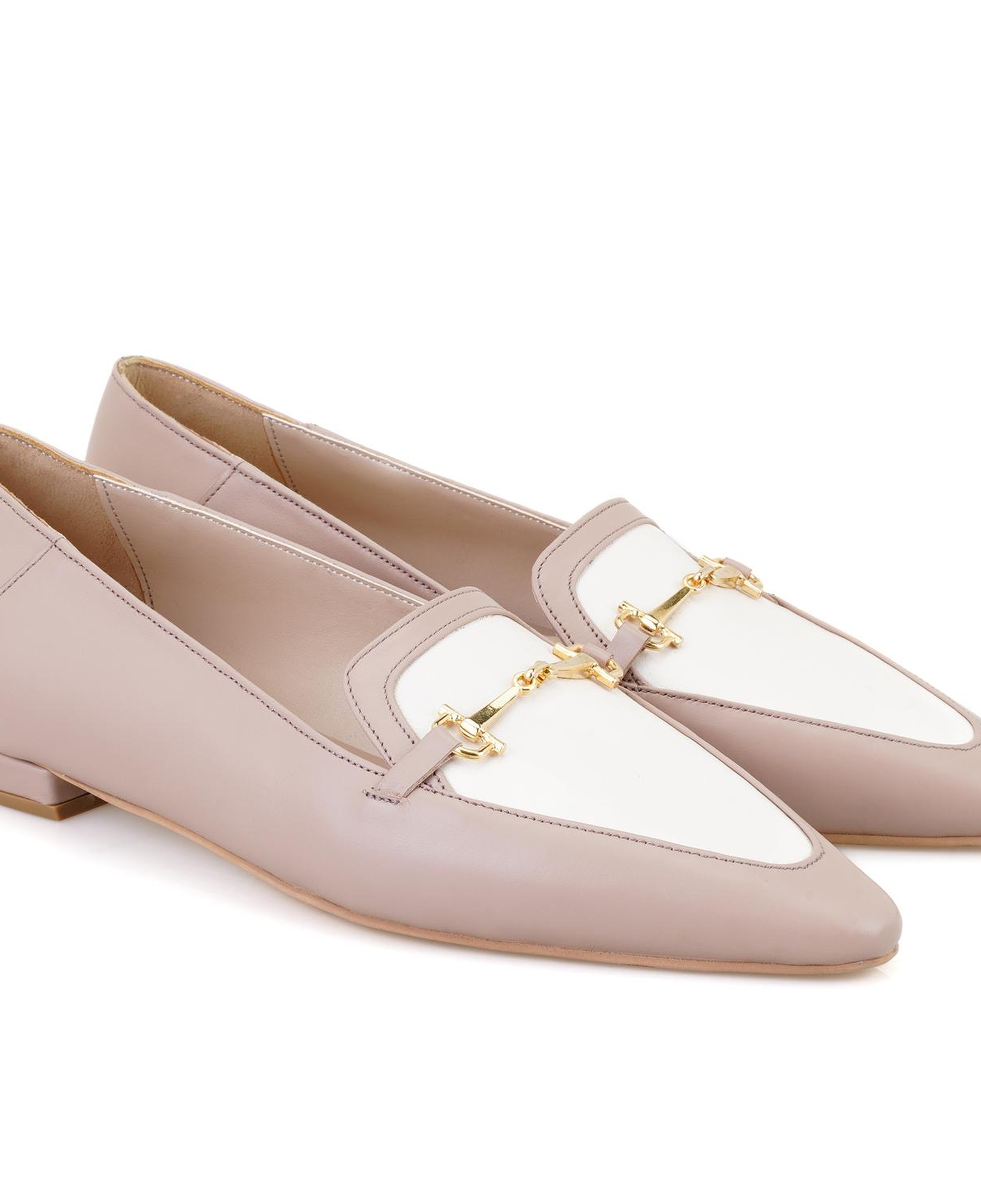 Kadın Bej Toka Aksesuarlı Deri Loafer