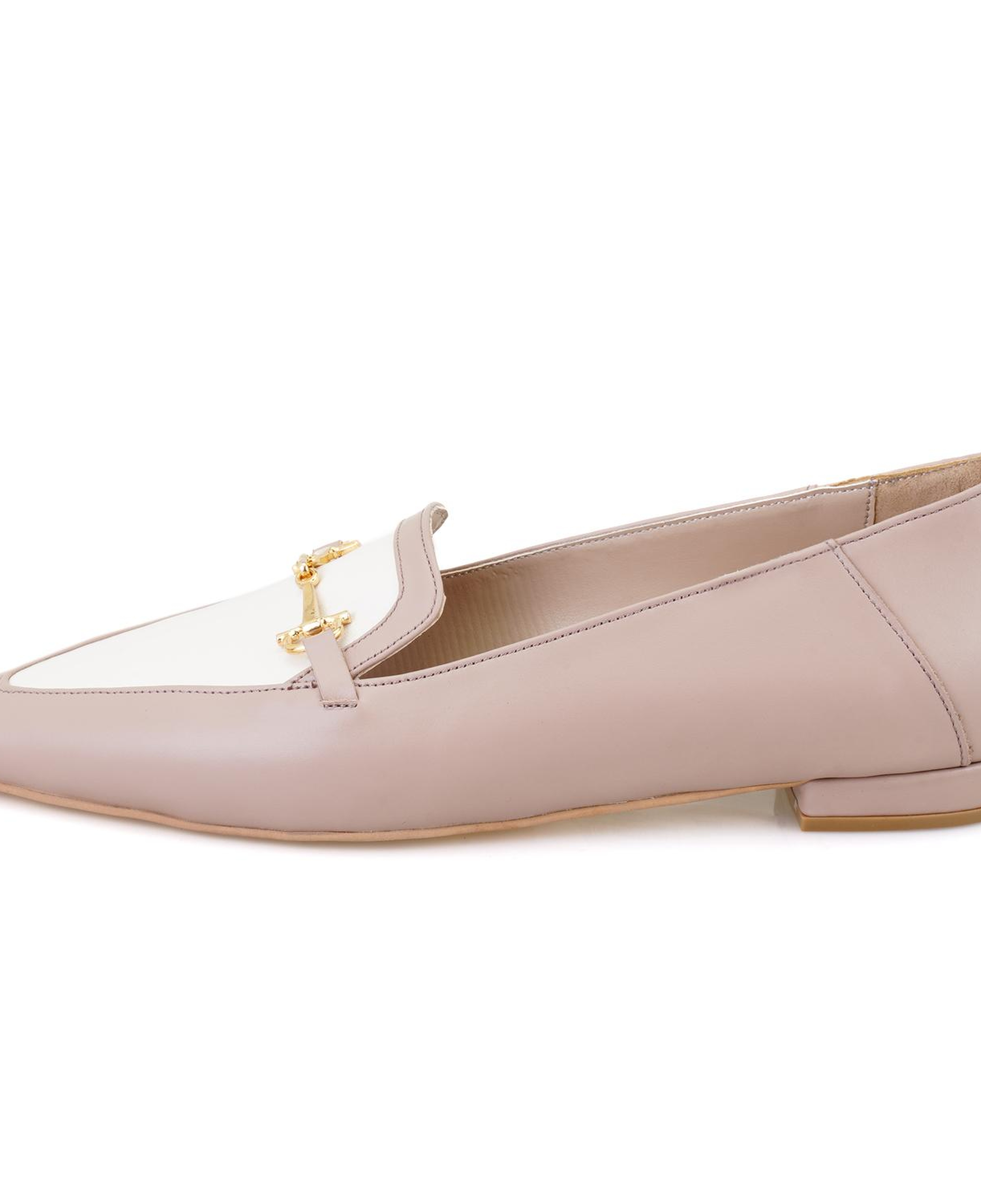 Kadın Bej Toka Aksesuarlı Deri Loafer