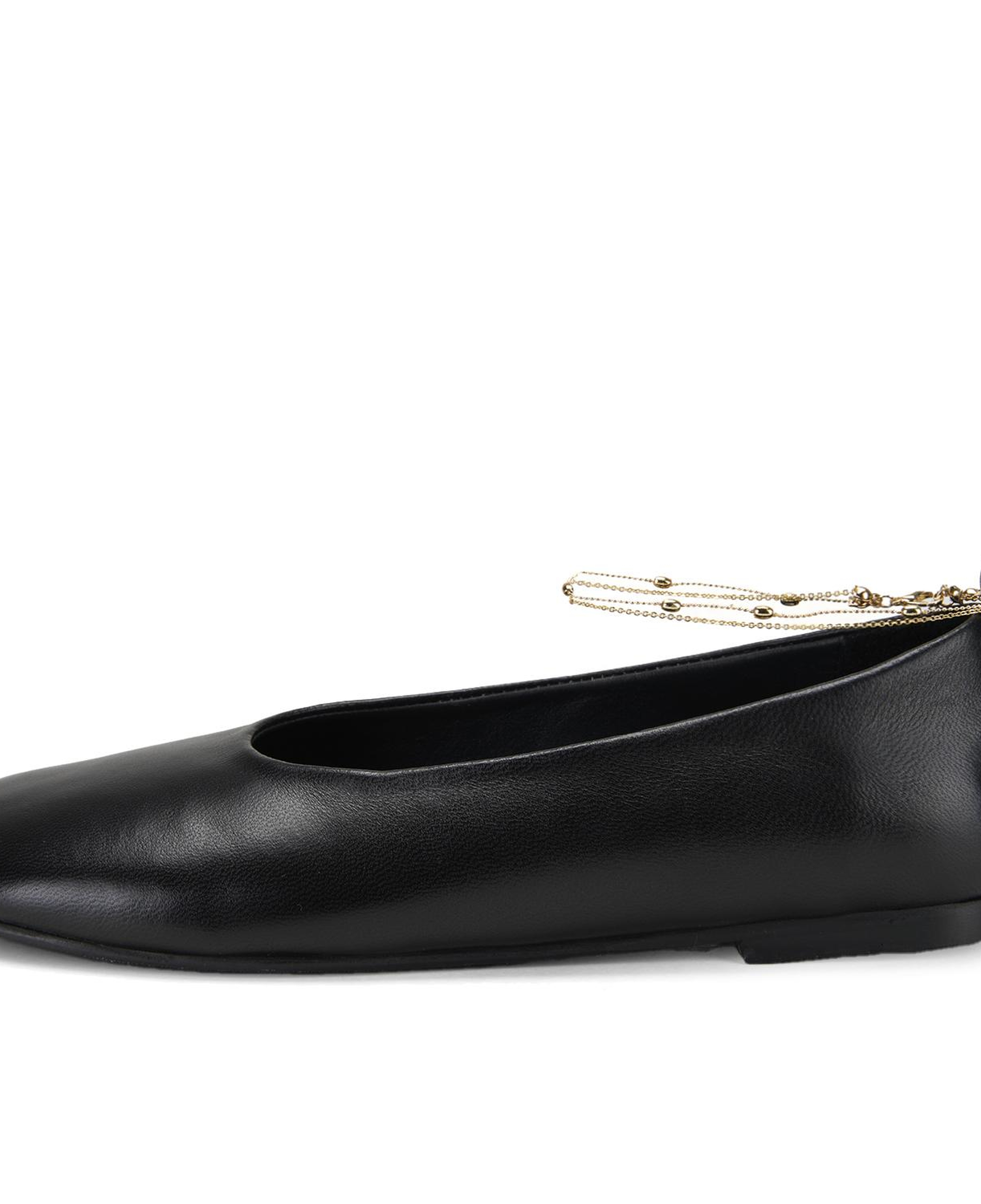 Kadın Siyah Zincir Detaylı Babet