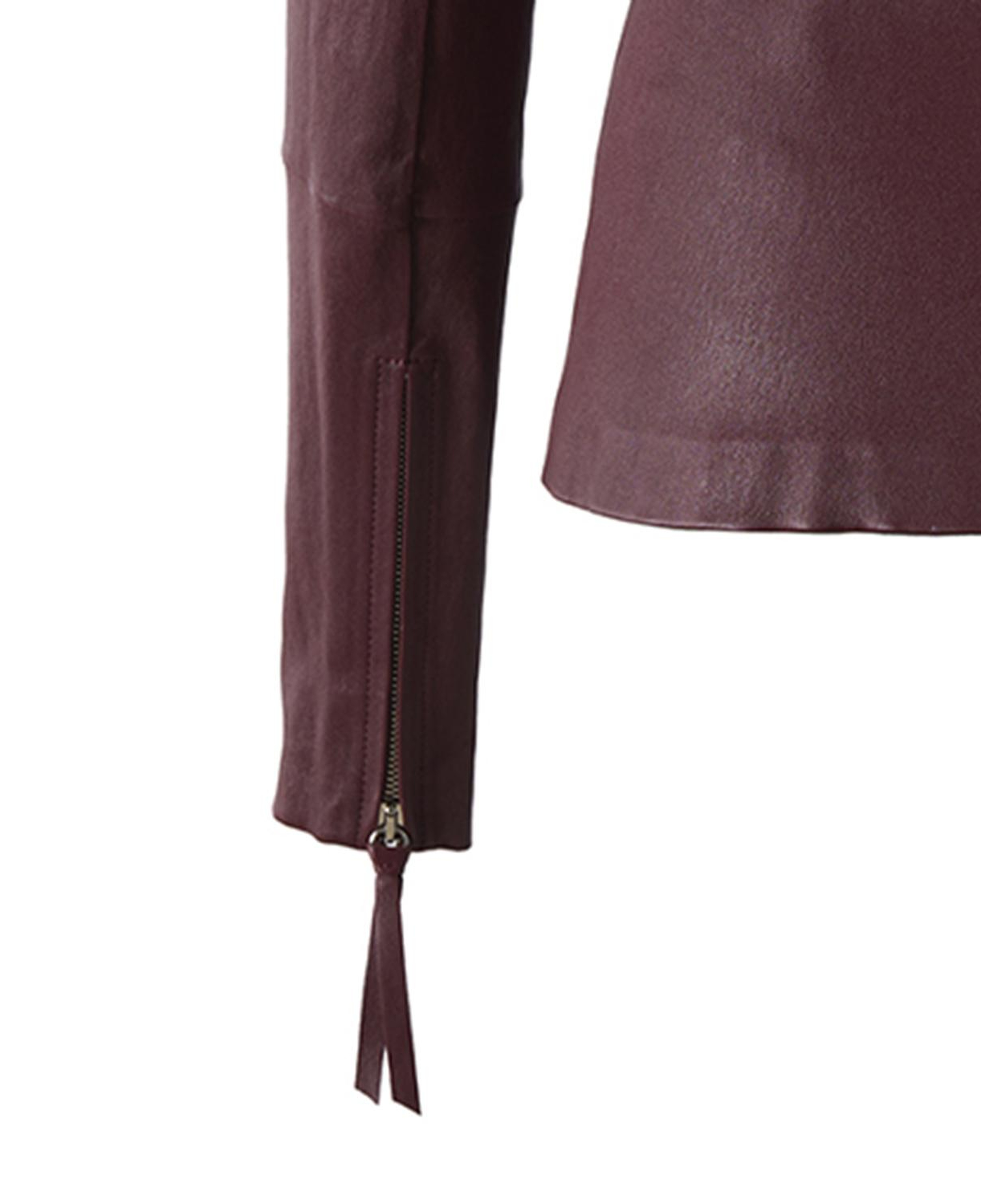 Bordo Kadın Deri Ceket