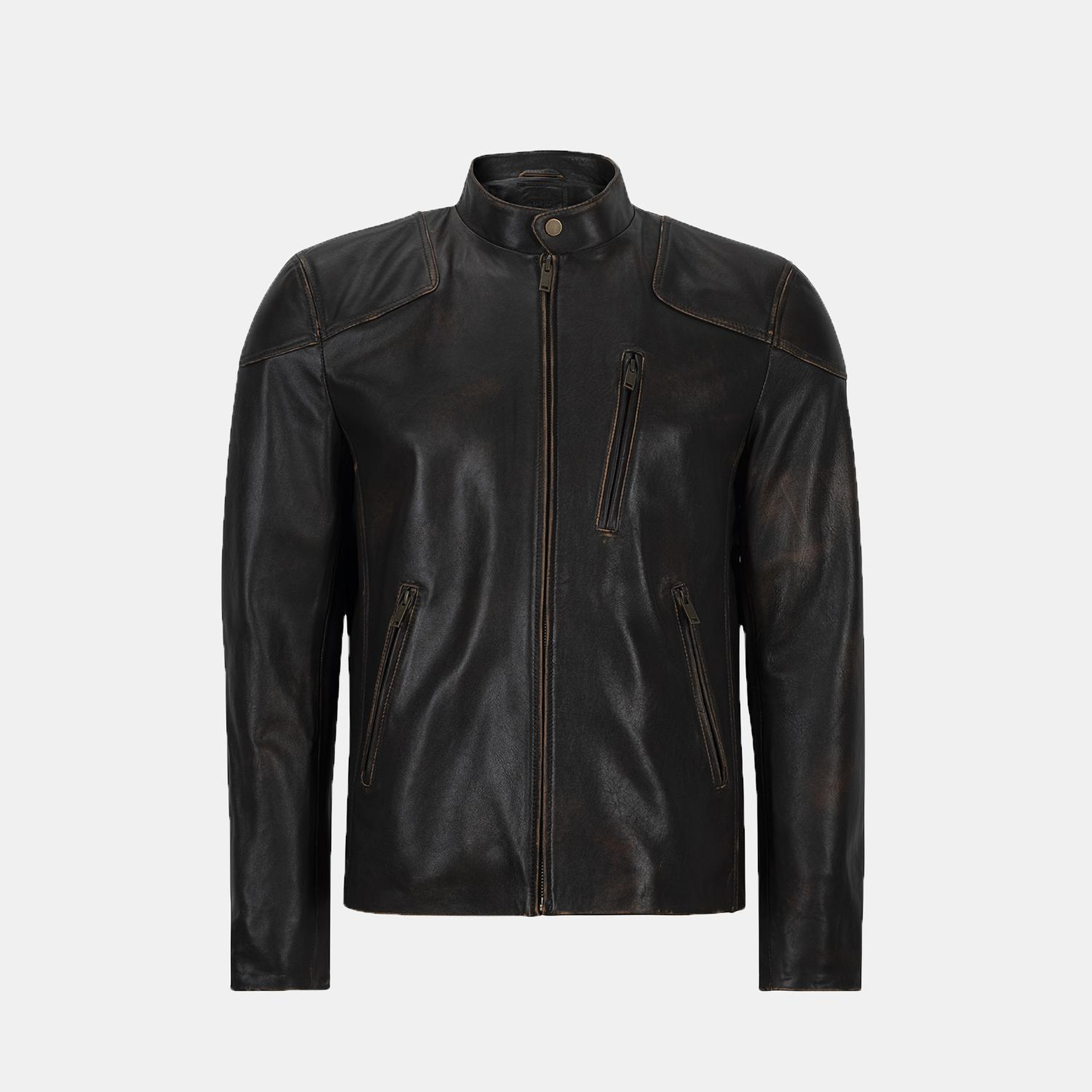 Zenon Siyah Erkek Vintage Deri Ceket