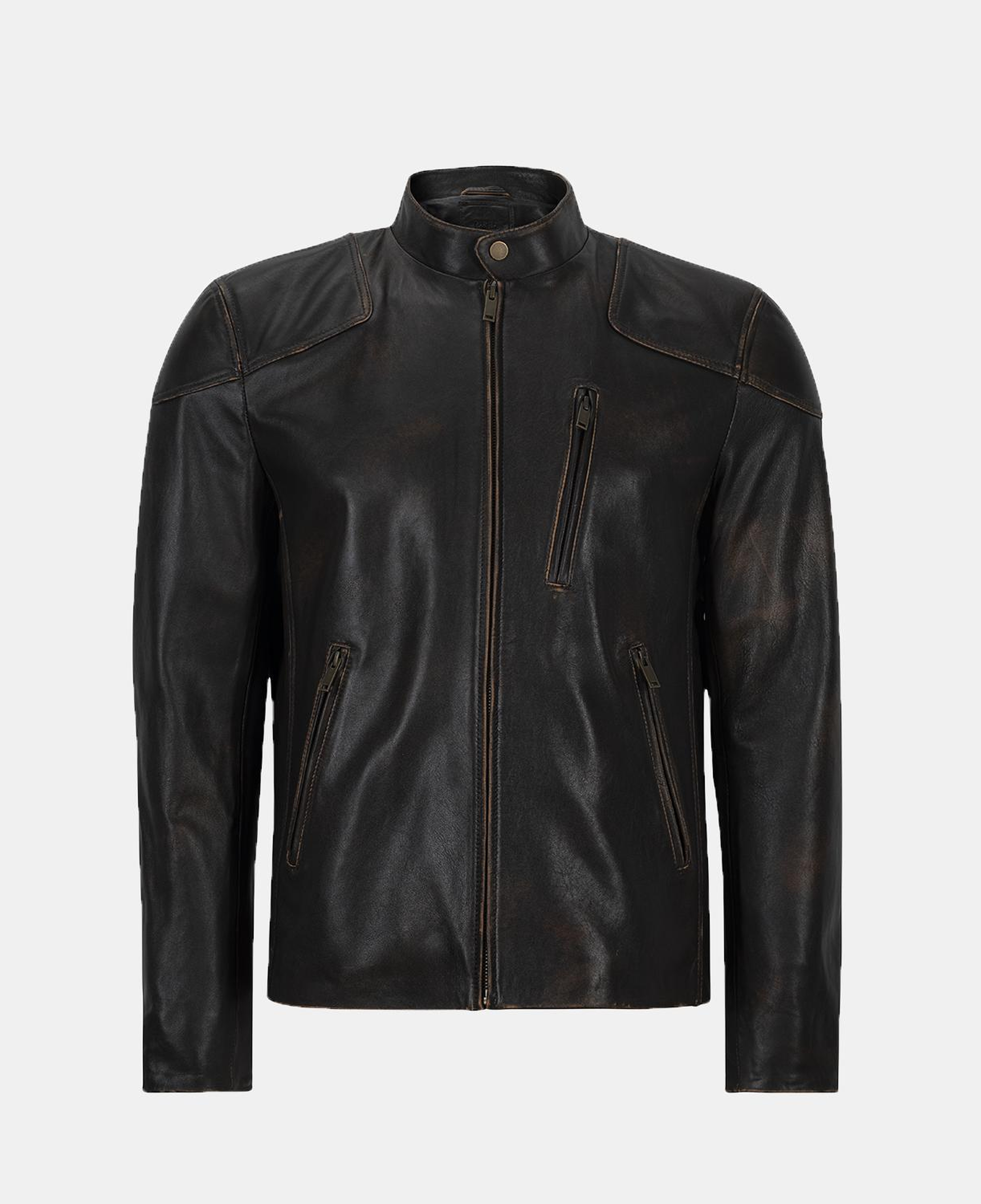 Zenon Siyah Erkek Vintage Deri Ceket