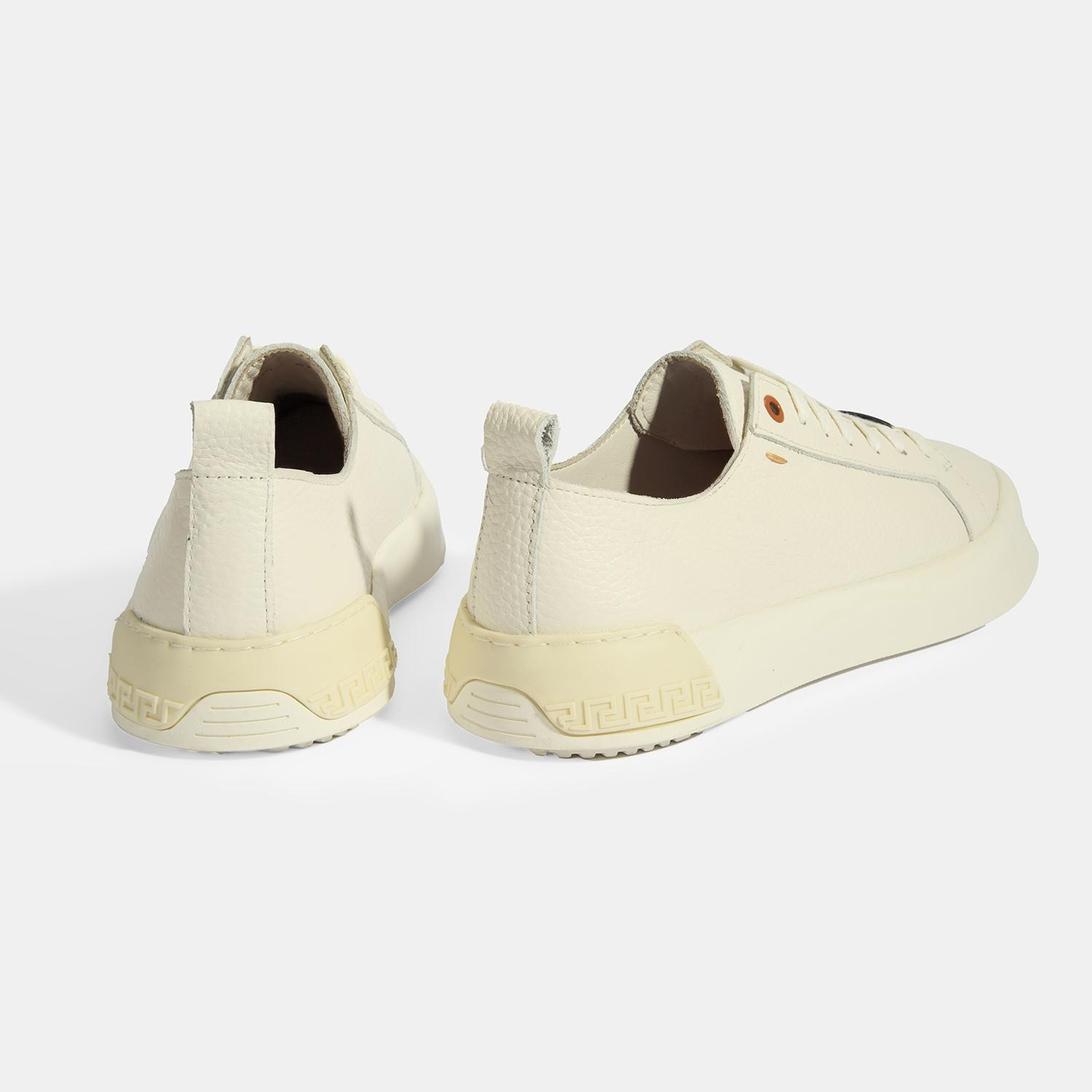 Erkek Krem Bağcıklı Deri Spor Ayakkabı