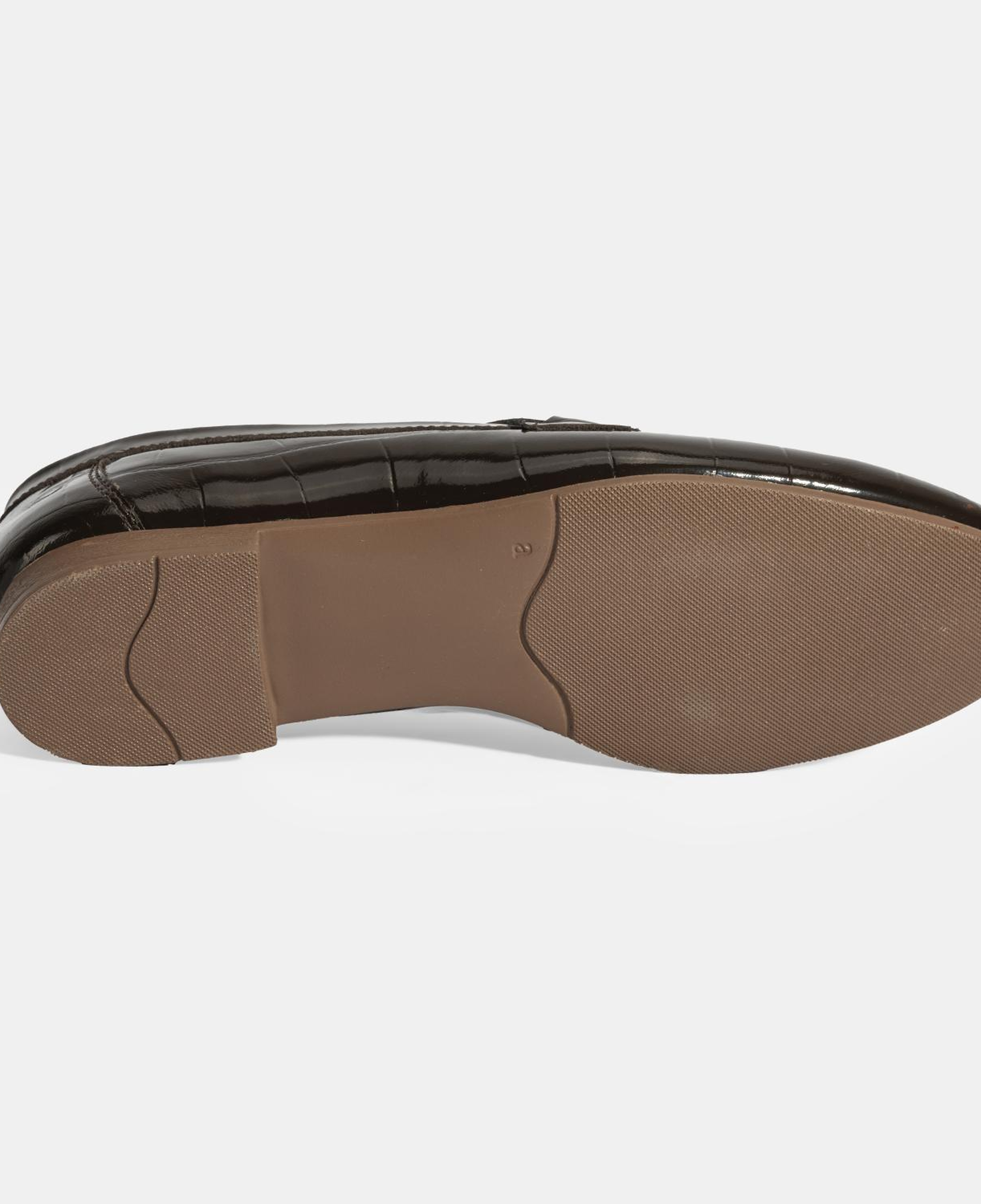Kadın Kahve Kroko Baskılı Toka Detaylı Deri Loafer