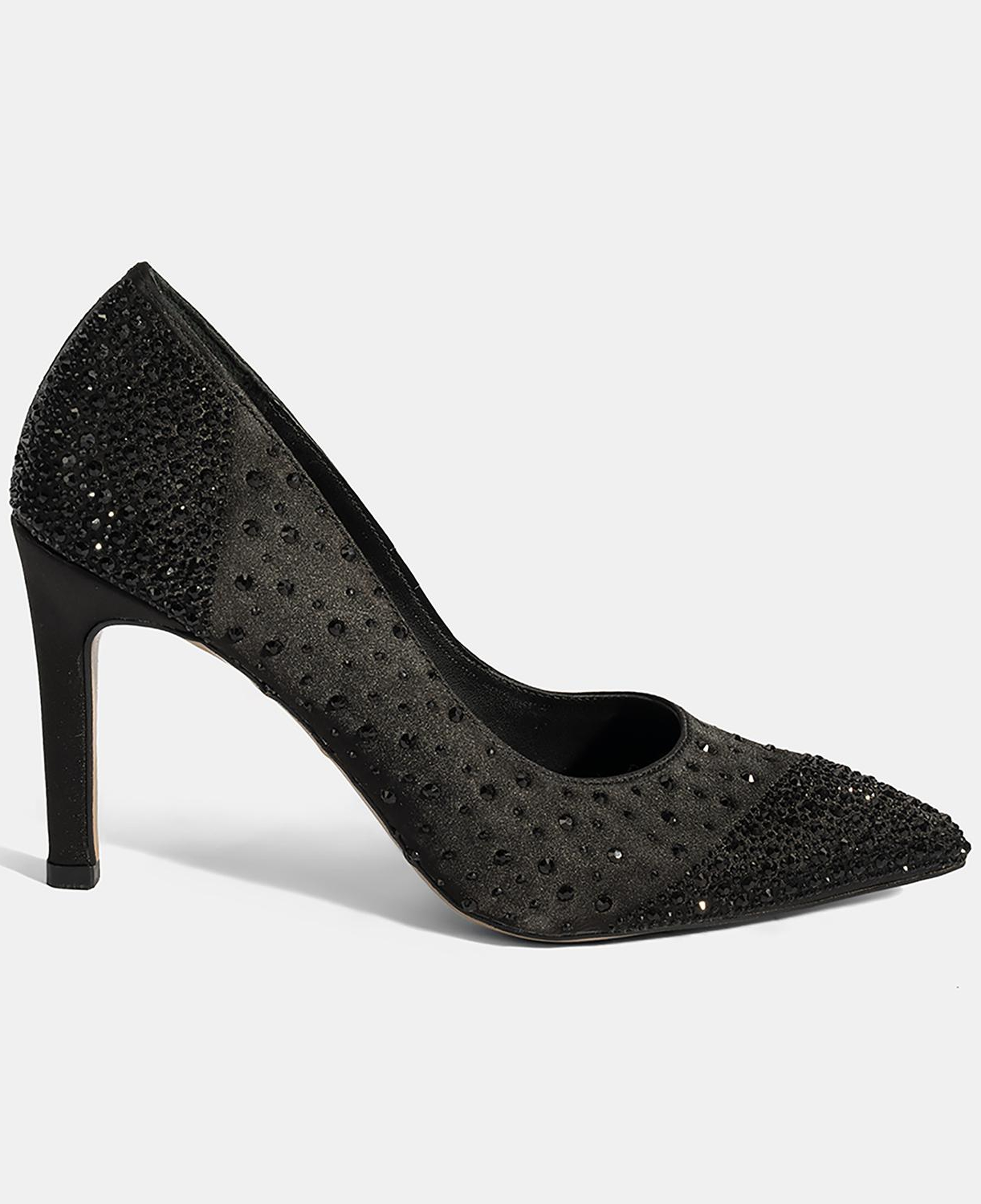 Kadın Siyah Taşlı Sivri Burunlu Topuklu Abiye Ayakkabı