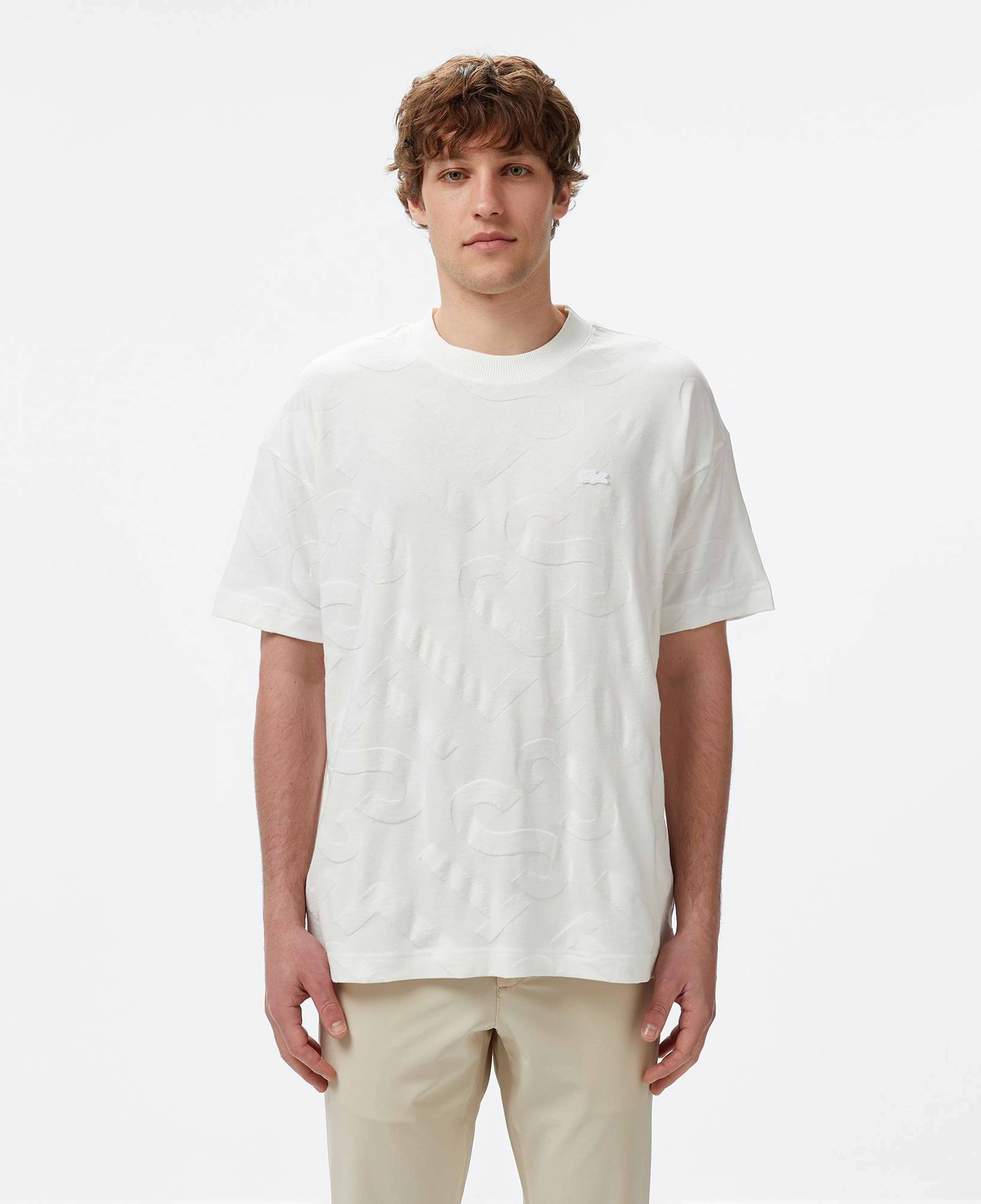 Lacoste Erkek Bisiklet Yaka Desenli Beyaz T-Shirt