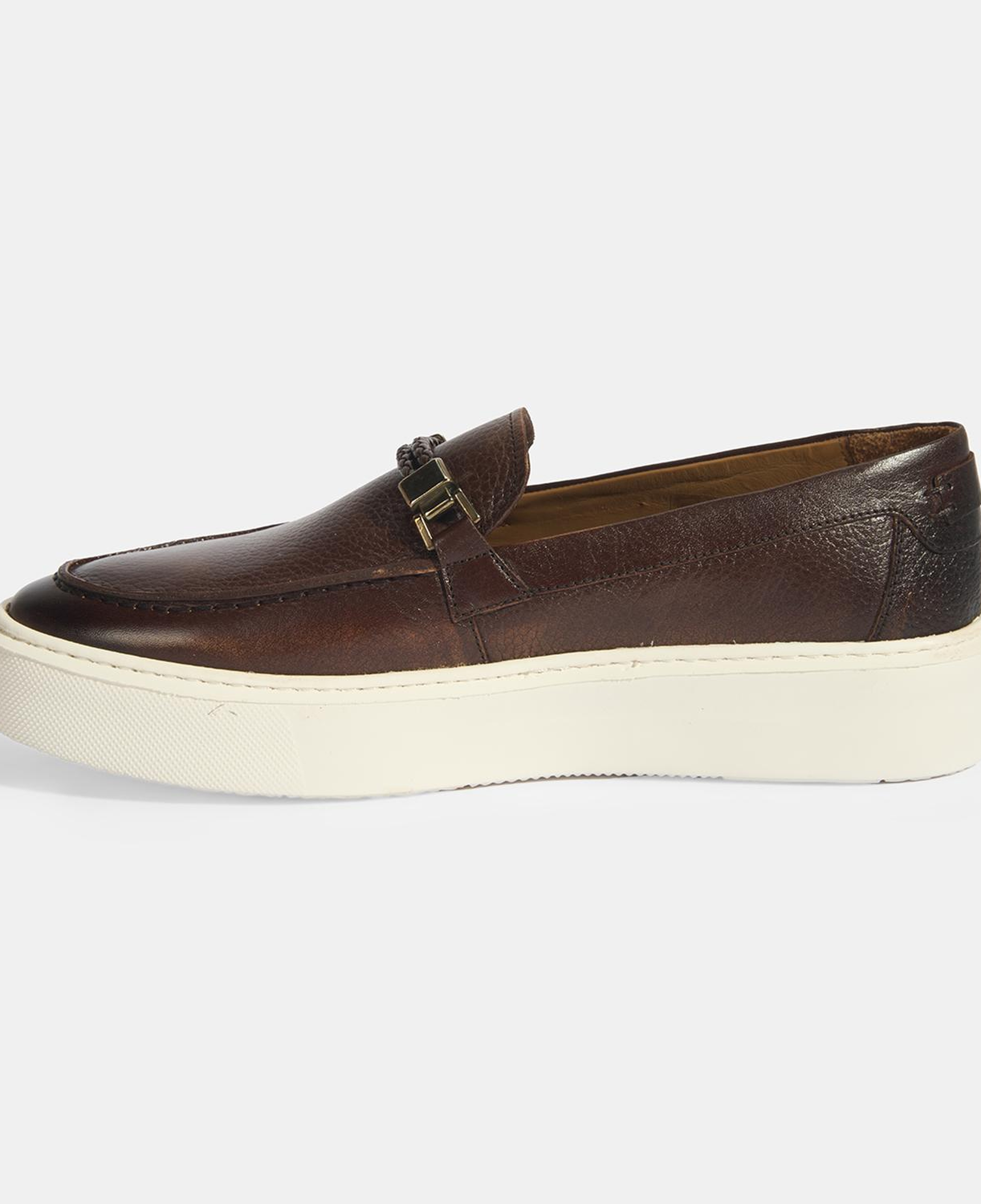 Erkek Taba Toka Aksesuarlı Deri Loafer