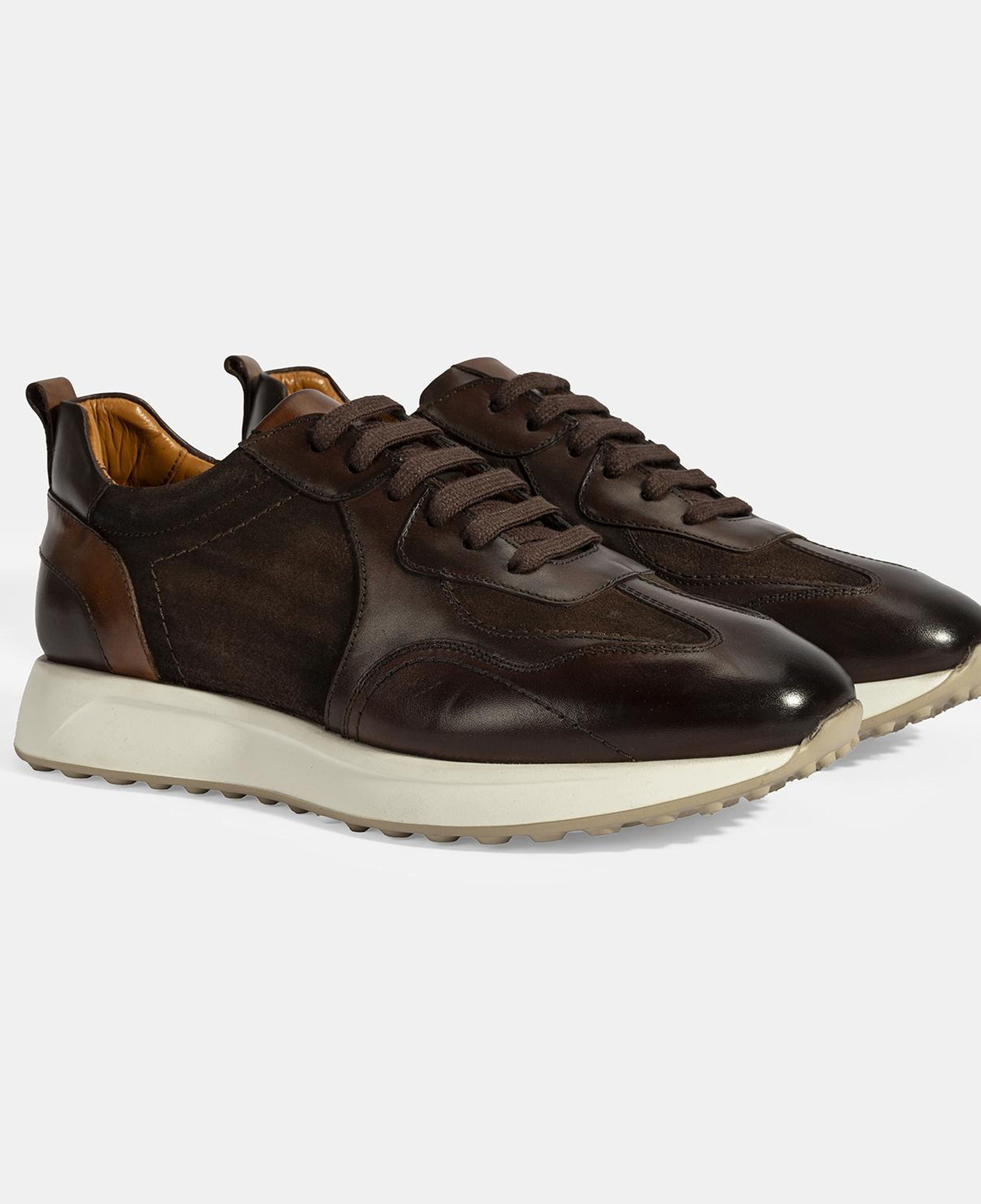 Erkek Kahve Bağcıklı Deri Spor Ayakkabı