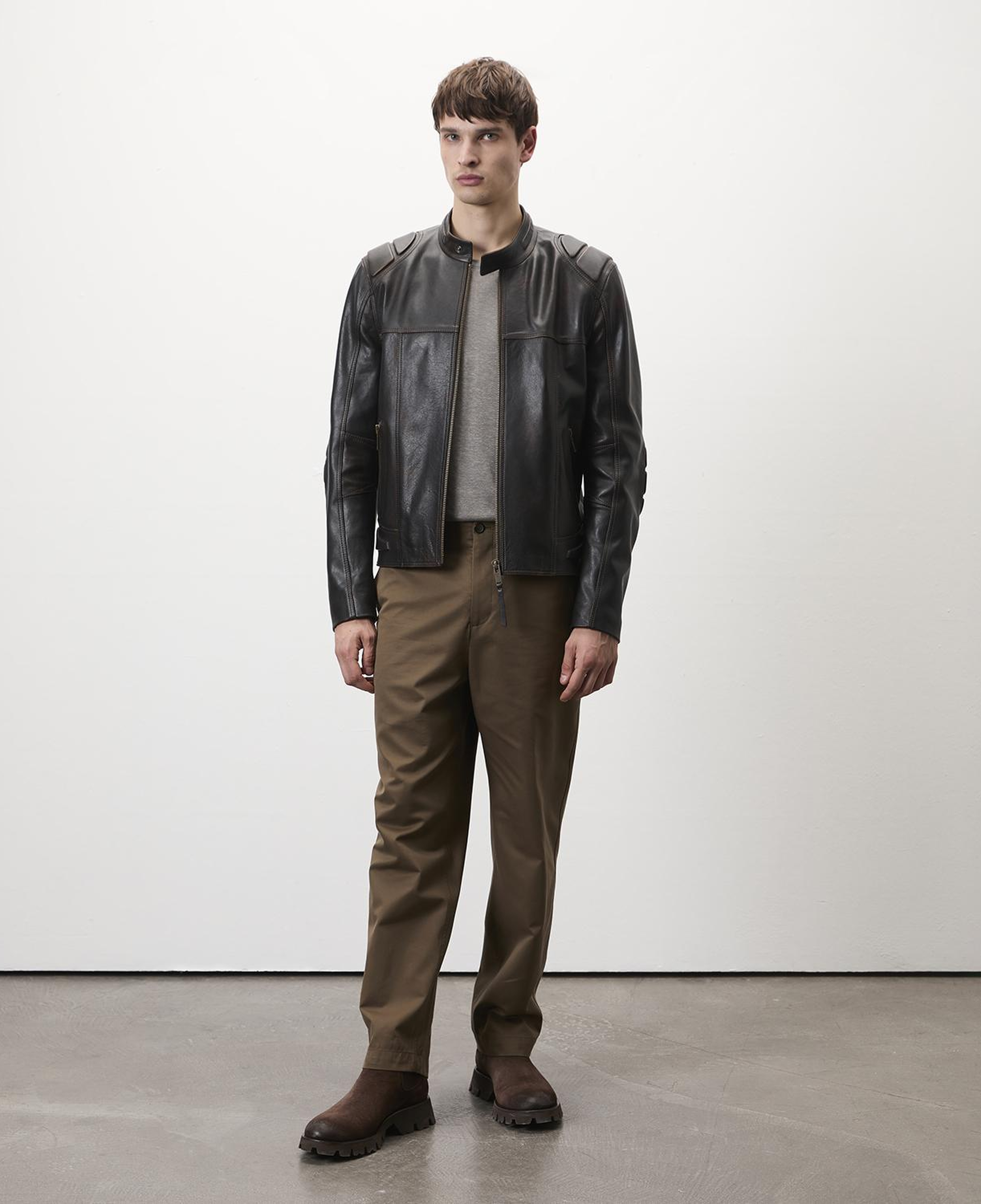 Edessa Gri Erkek Deri Mont