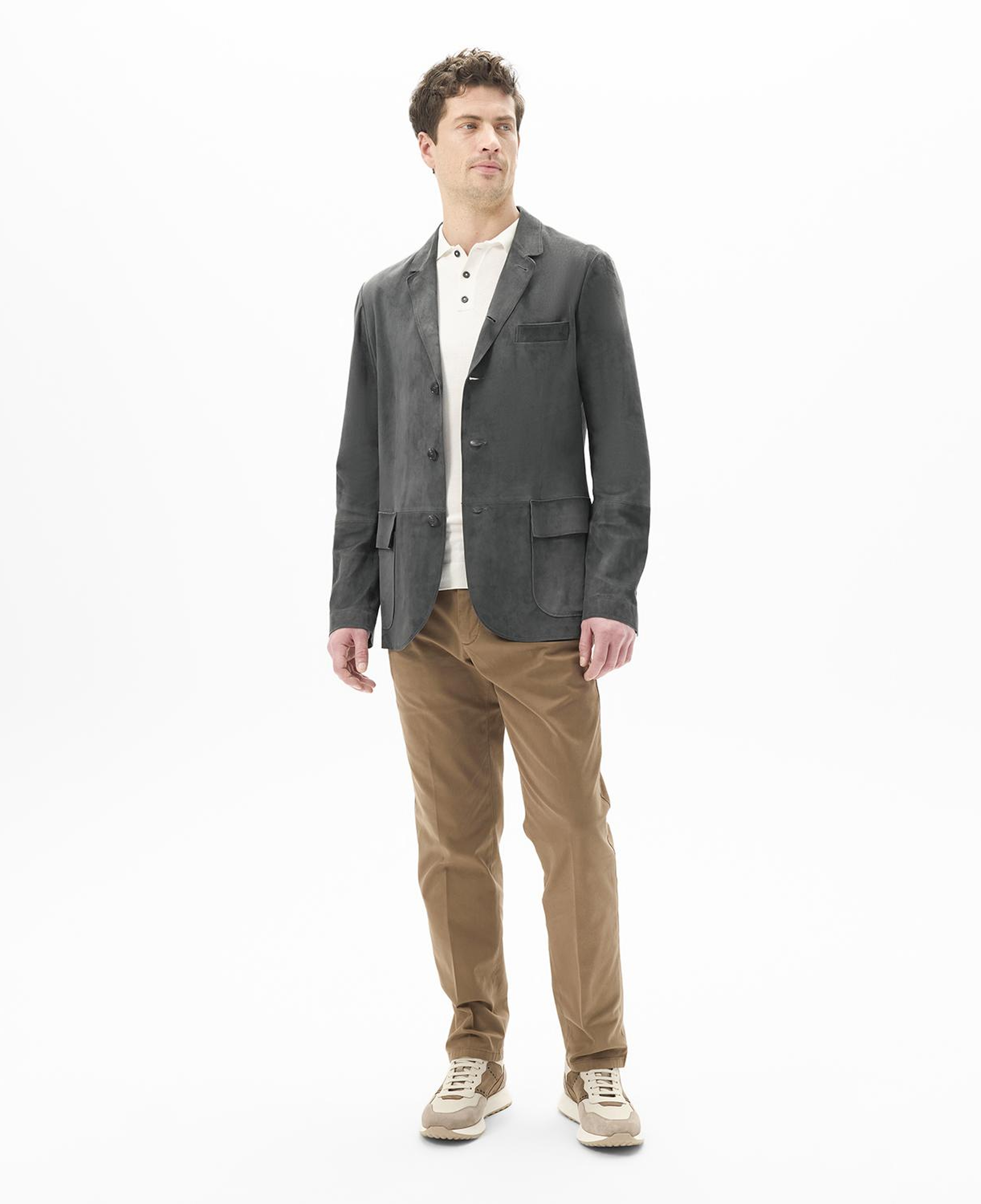 Erkek Gri Süet Blazer Ceket