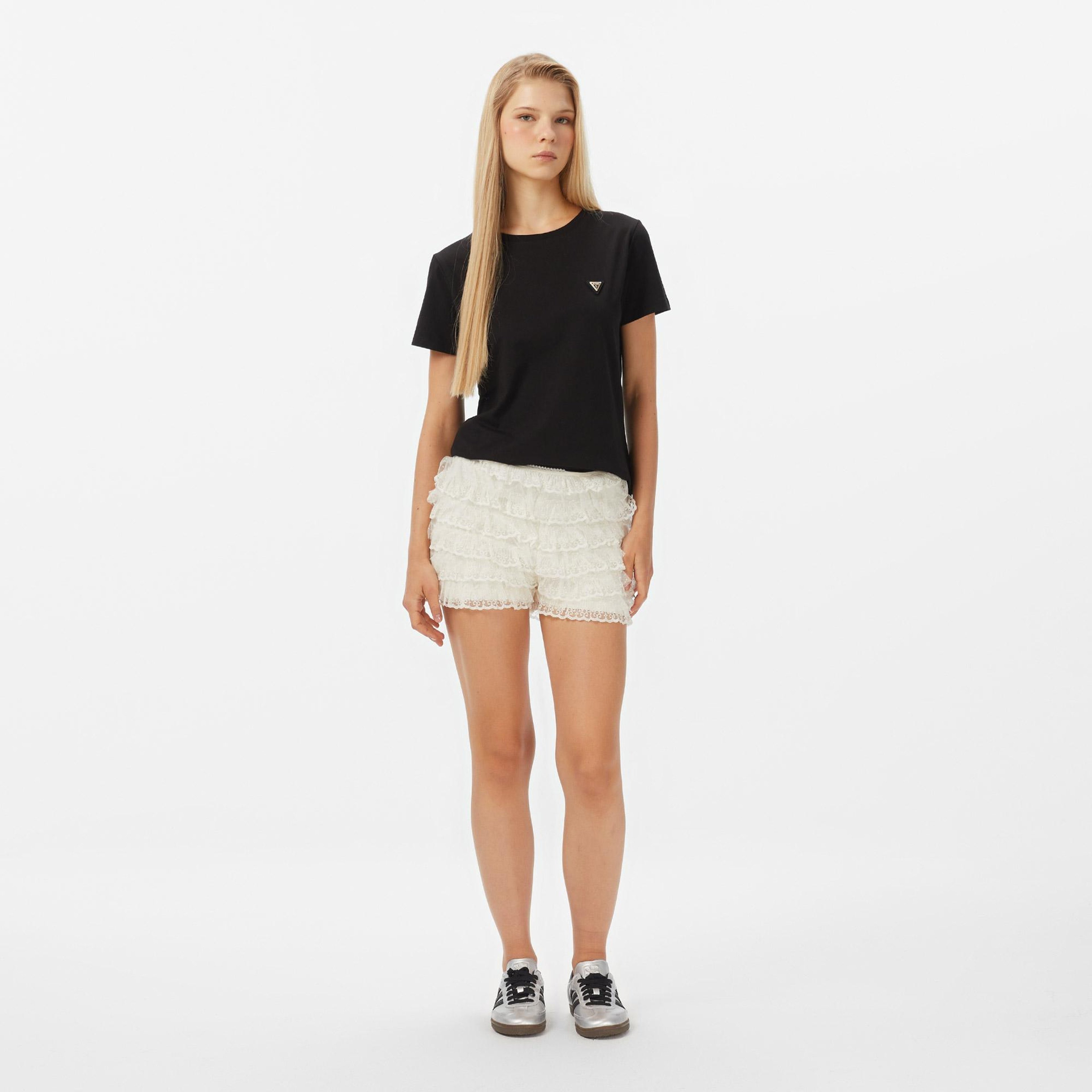 Guess Colette Oversize Fit Kadın Siyah T-Shirt