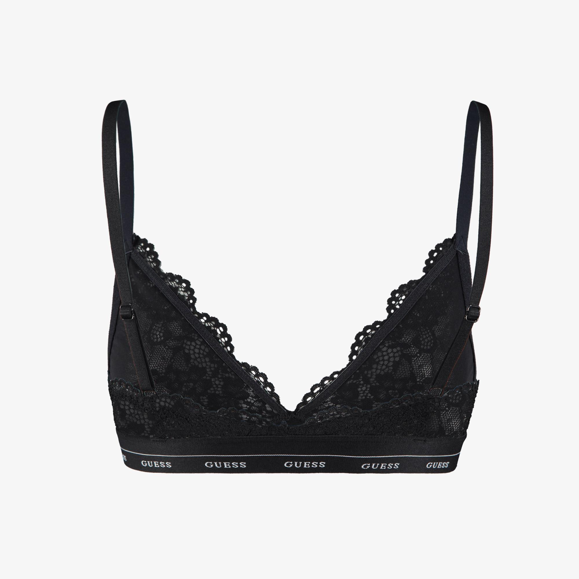 Guess Jane Triangle Flowery Lace Band Solid Kadın Siyah Sütyen