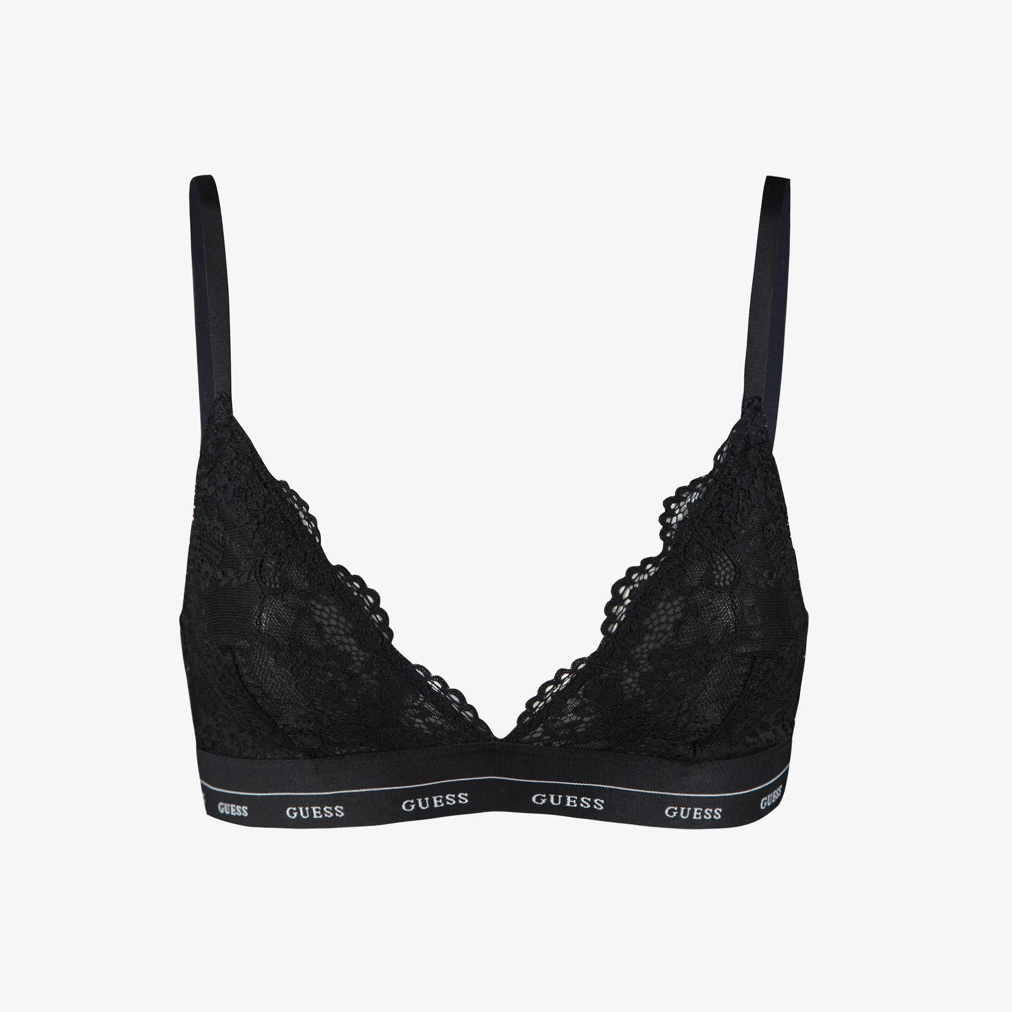 Guess Jane Triangle Flowery Lace Band Solid Kadın Siyah Sütyen