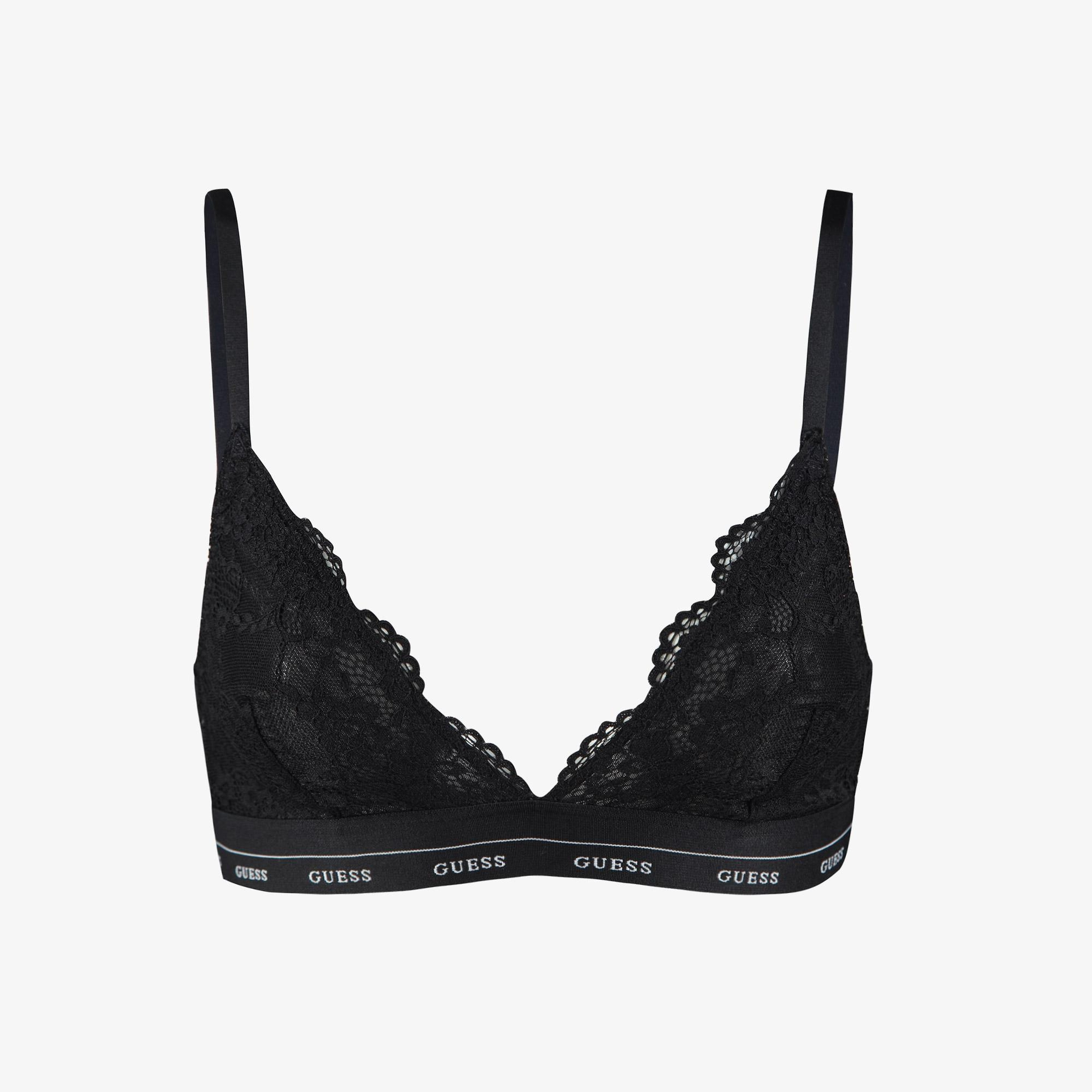 Guess Jane Triangle Flowery Lace Band Solid Kadın Siyah Sütyen
