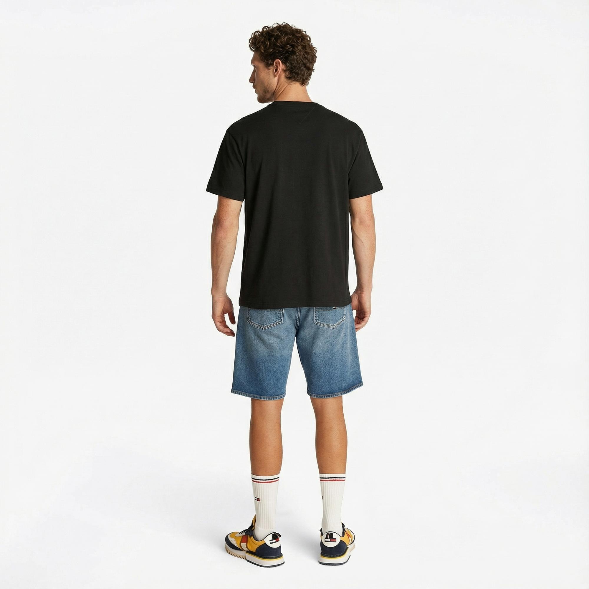 Tommy Hilfiger Linear Erkek Siyah T-Shirt