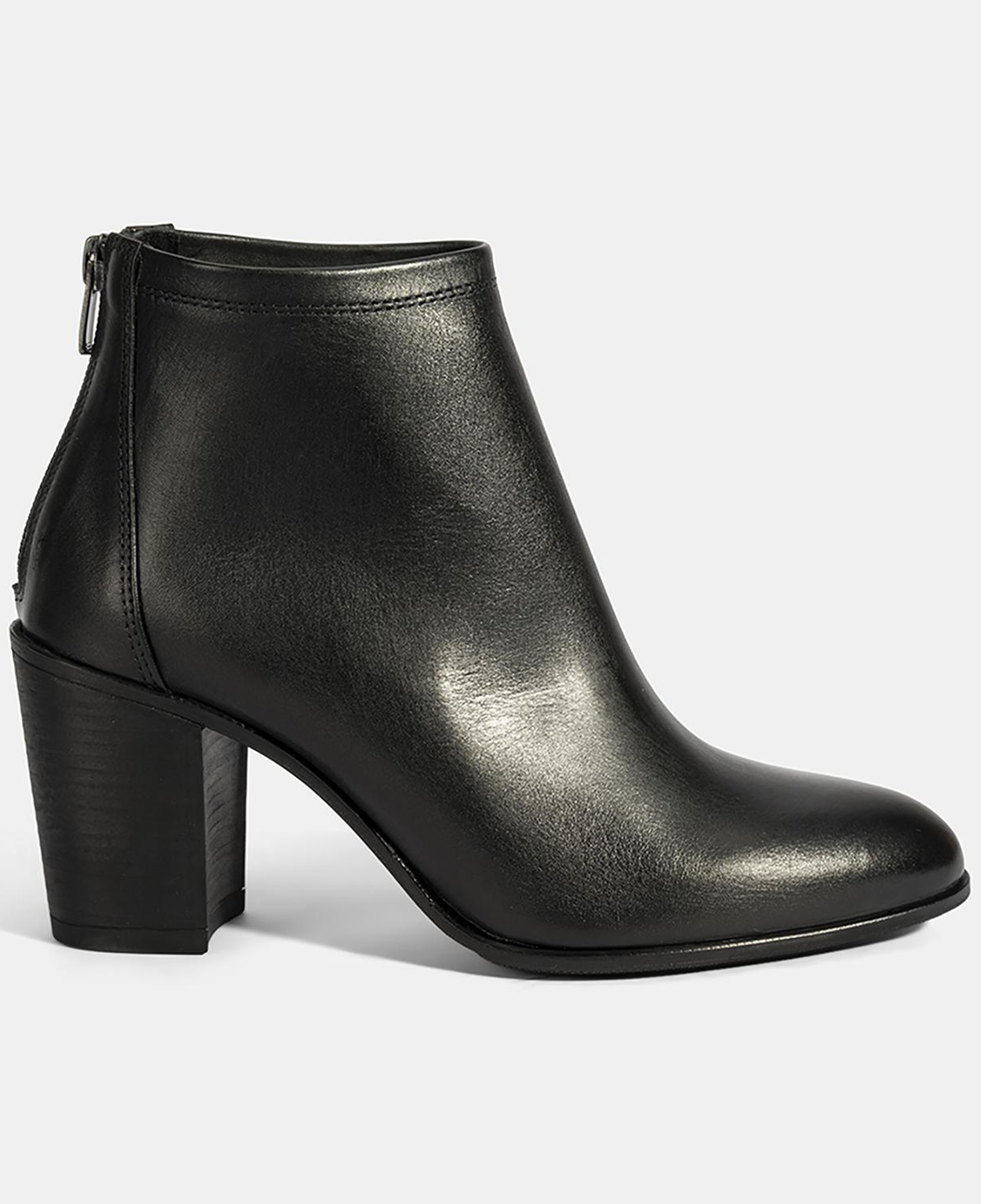 Kadın Siyah Kalın Topuklu Deri Bot