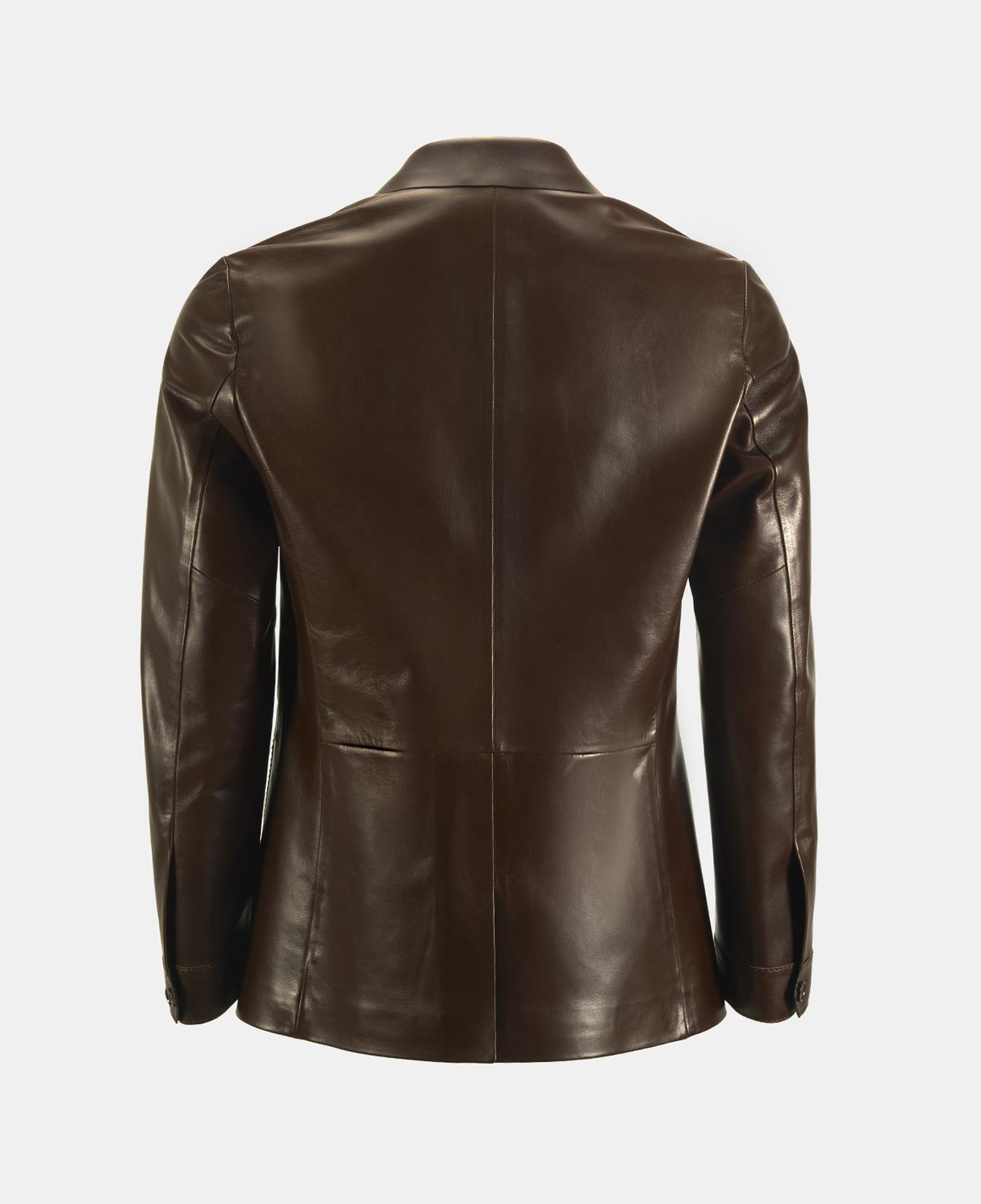 Erkek Kahve Gömlek Yaka Deri Blazer Ceket