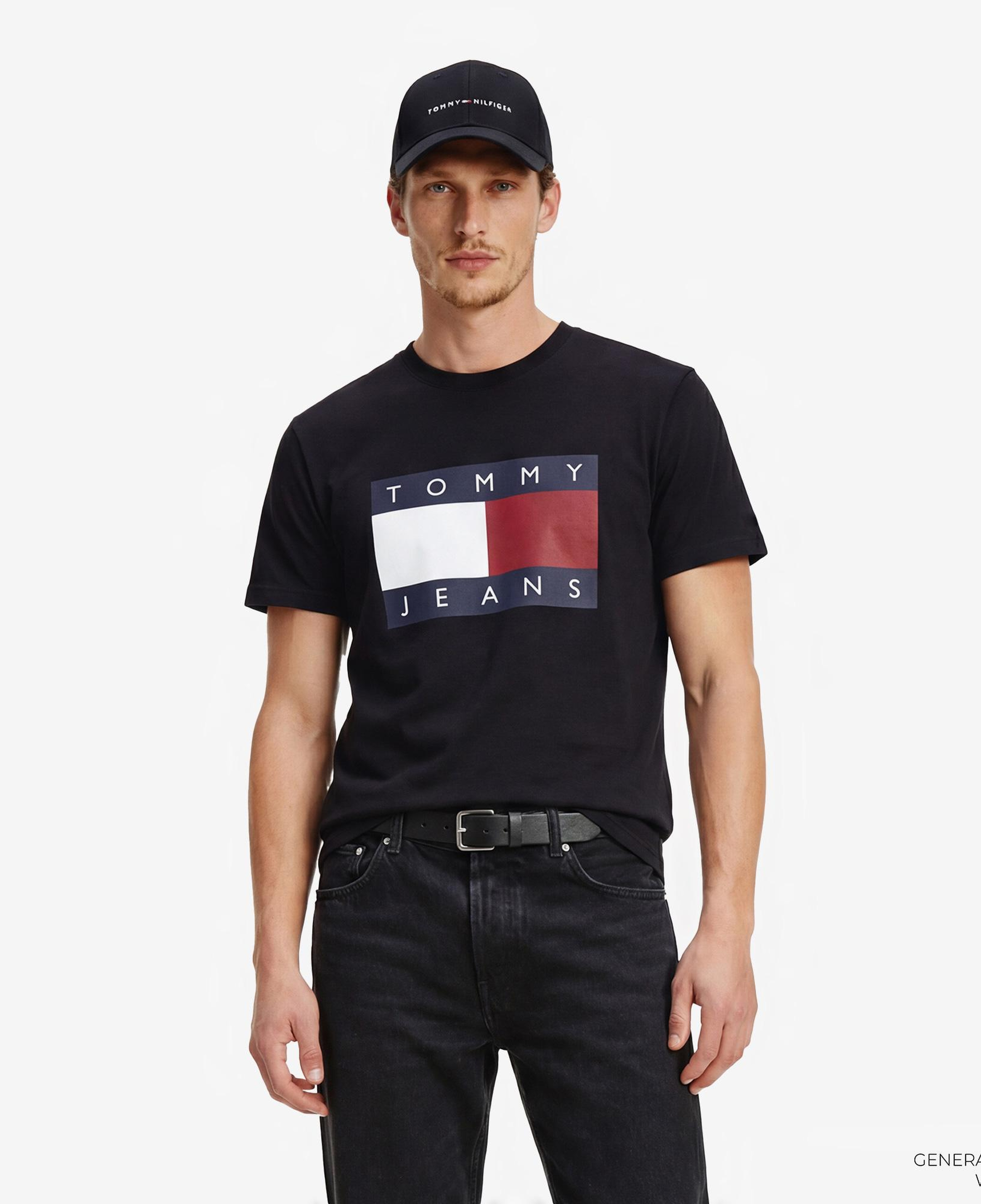 Tommy Hilfiger Flag Erkek Siyah T-Shirt