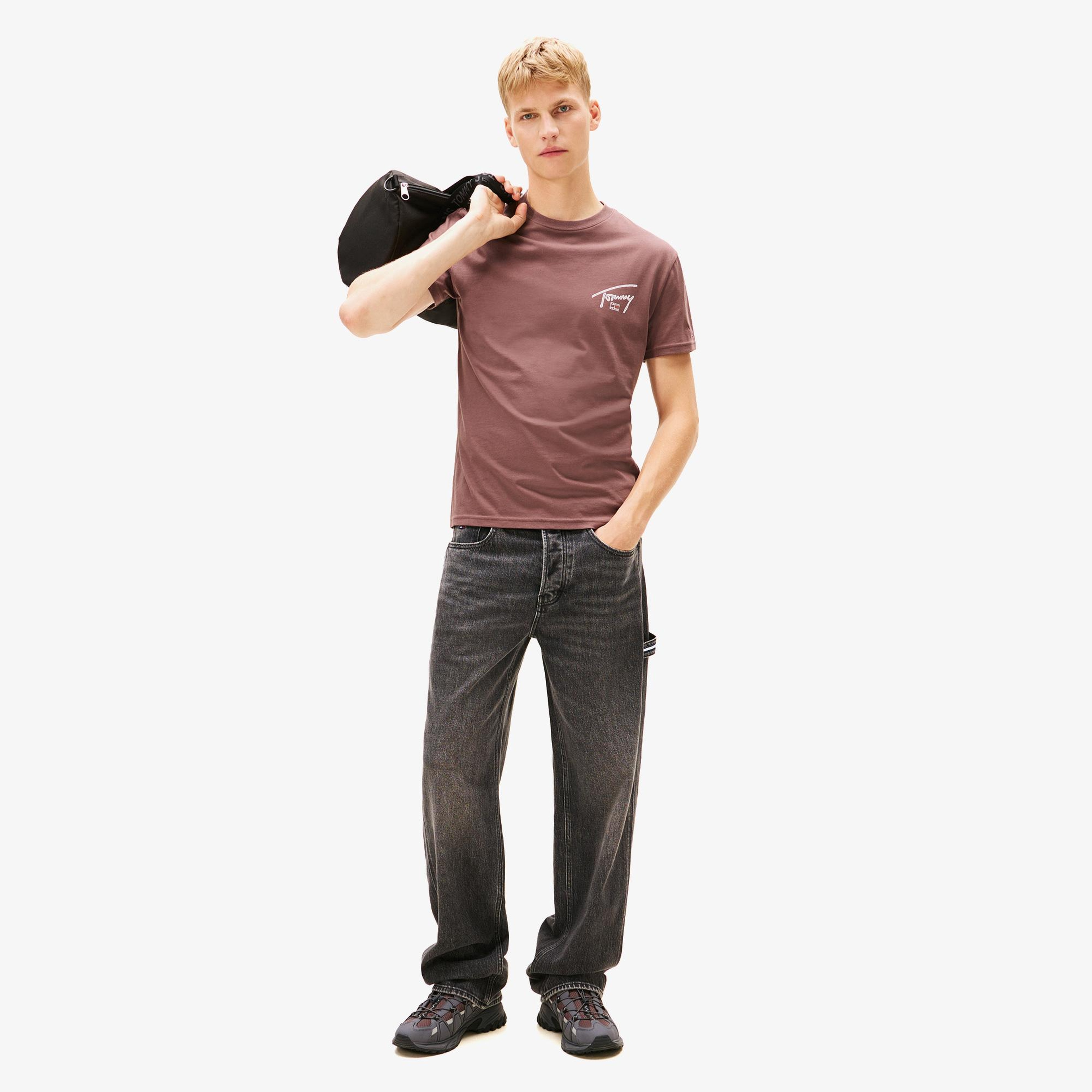 Tommy Hilfiger Signature Erkek Kahverengi T-Shirt