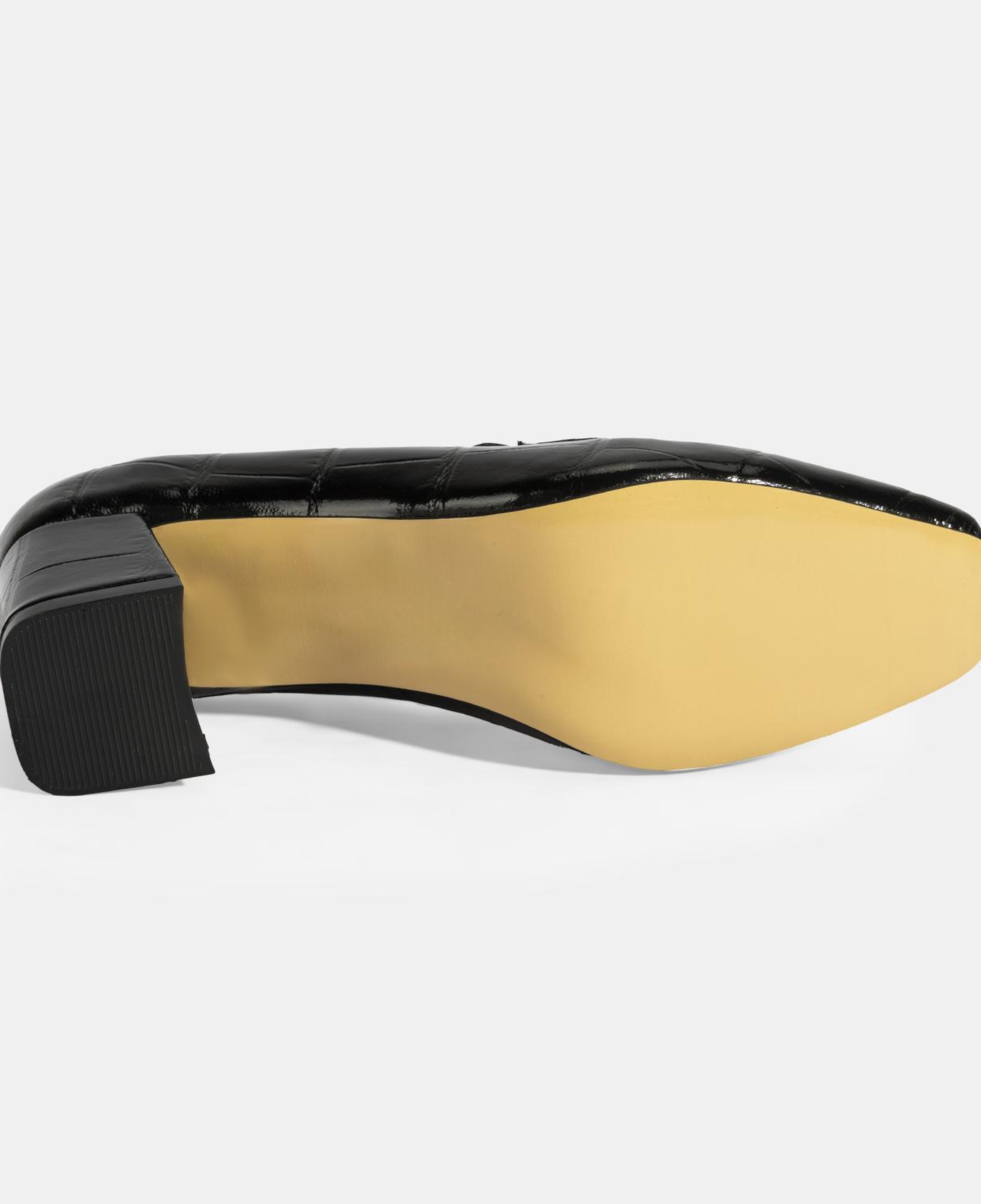 Kadın Siyah Kroko Baskılı Topuklu Rugan Loafer