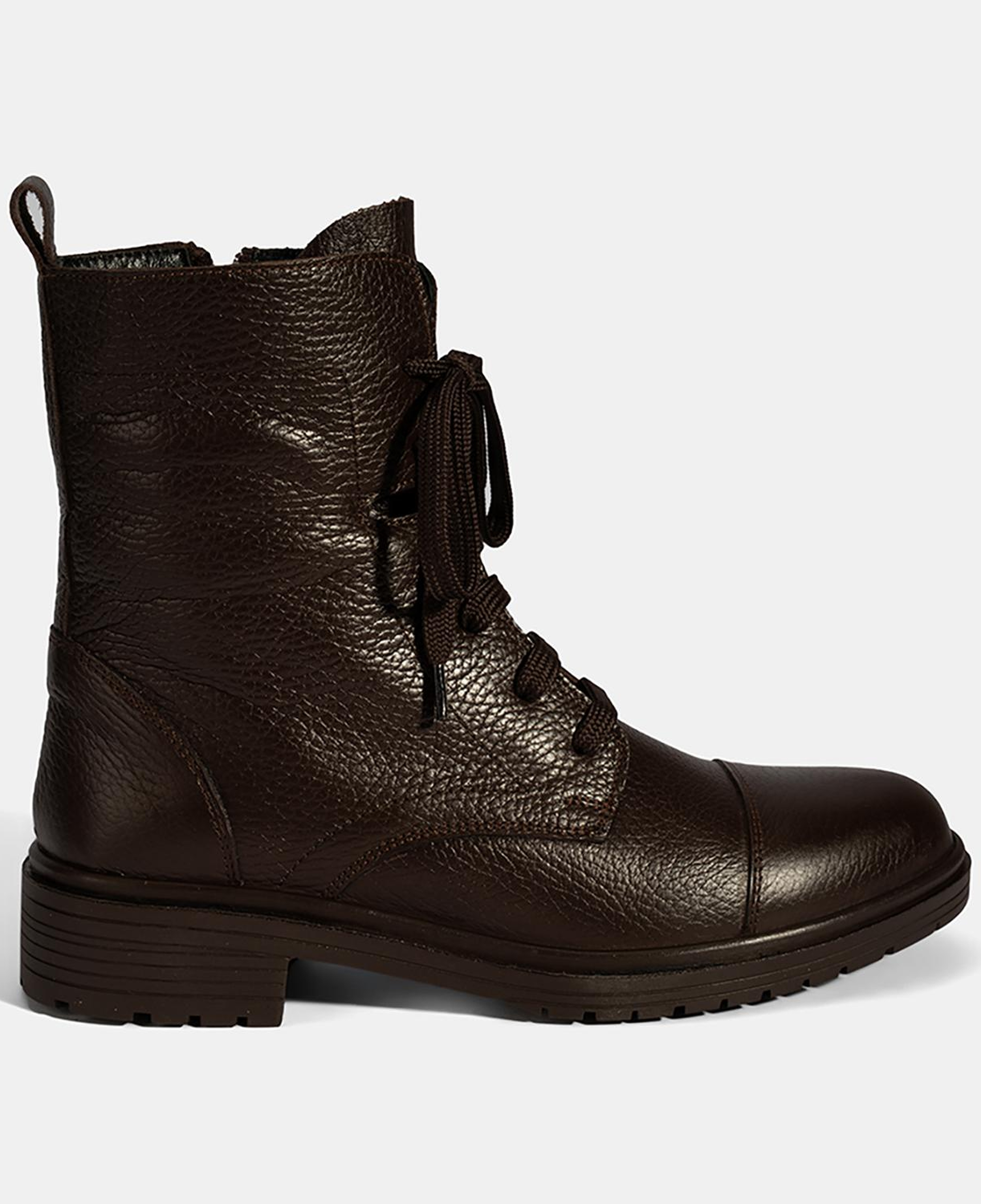 Kadın Kahve Bağcıklı Deri Postal Bot