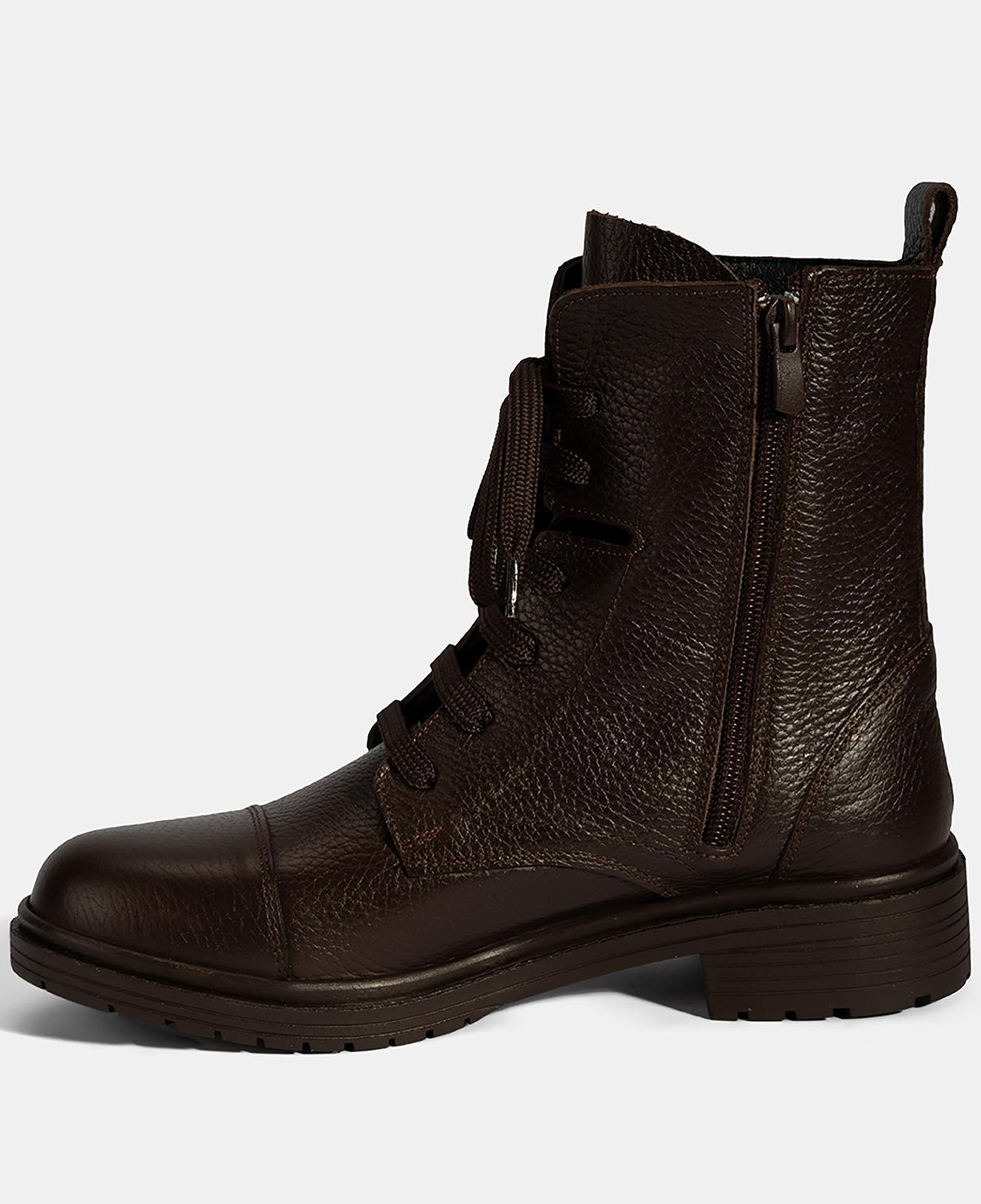 Kadın Kahve Bağcıklı Deri Postal Bot