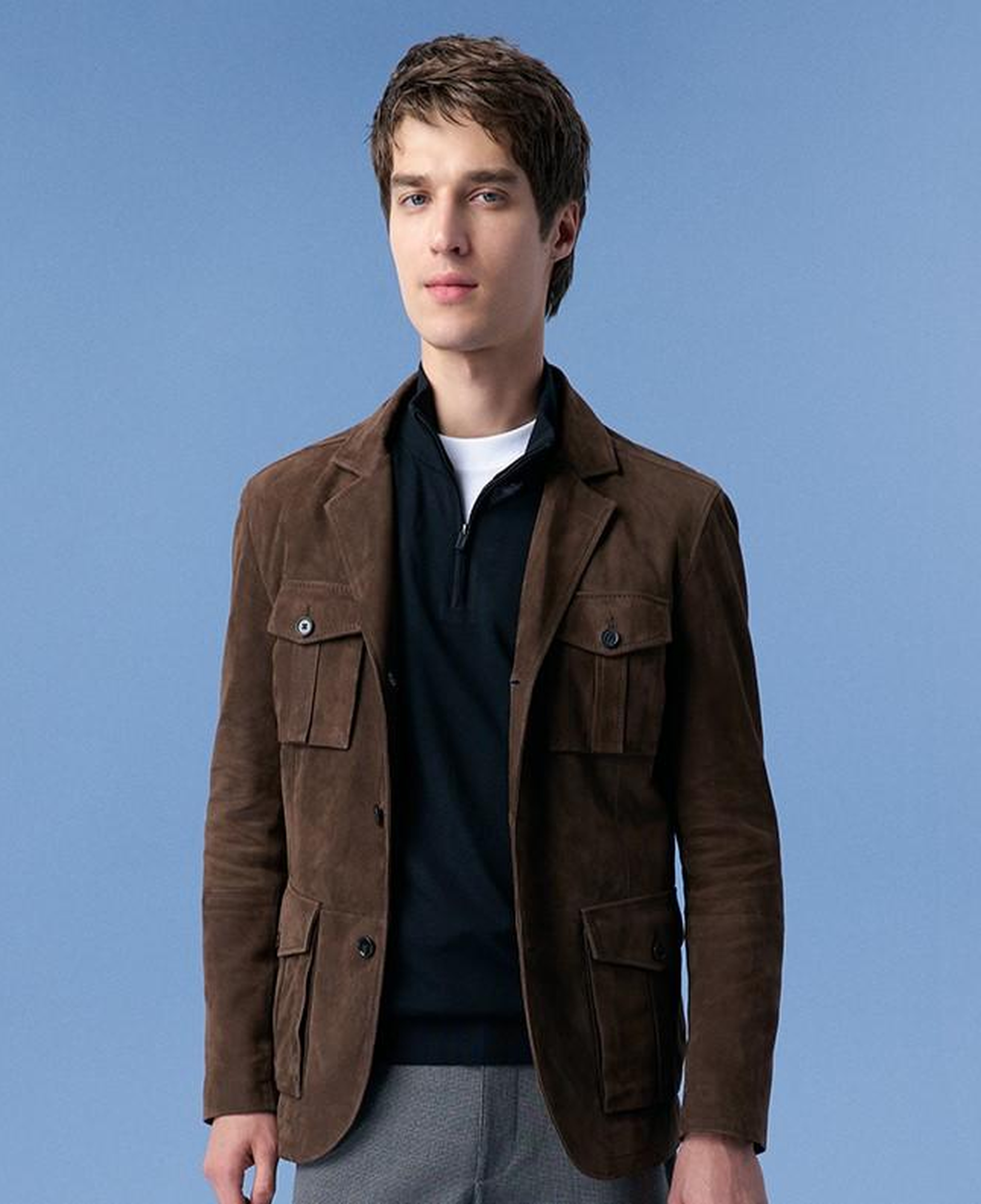 Antonin Kahve Erkek Süet Deri Safari Ceket