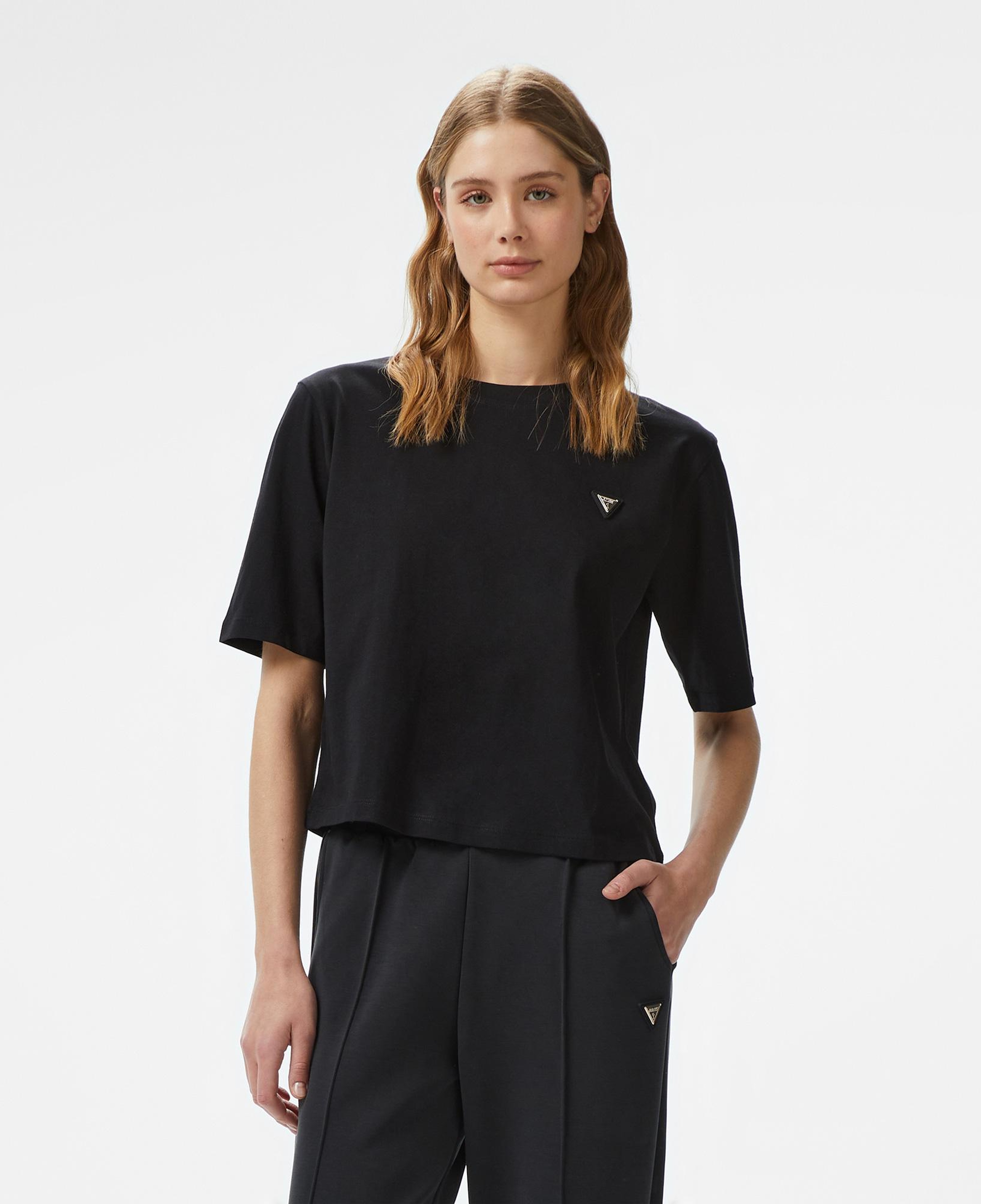 Guess Colette Boxy Mid Organic Stream Kadın Siyah T-Shirt