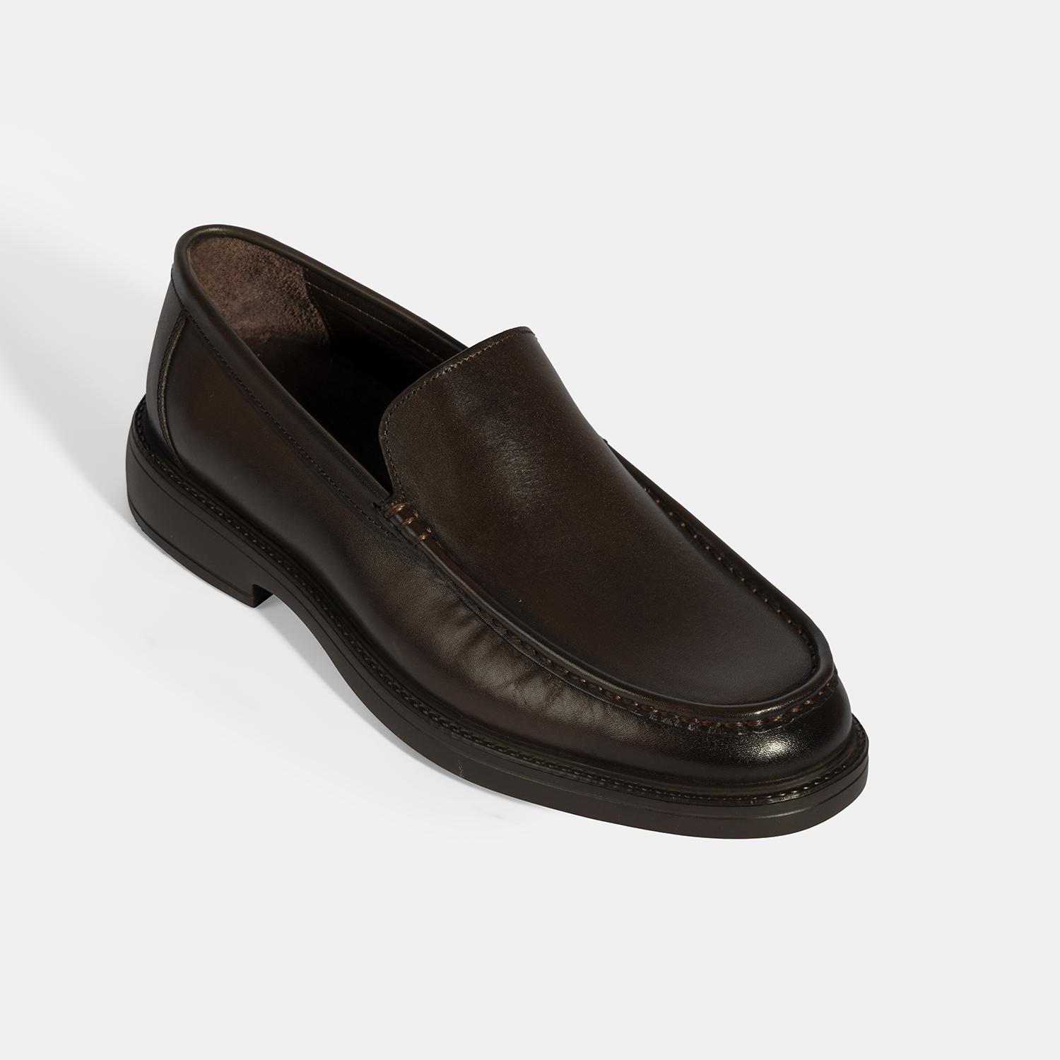 Erkek Kahve Deri Loafer