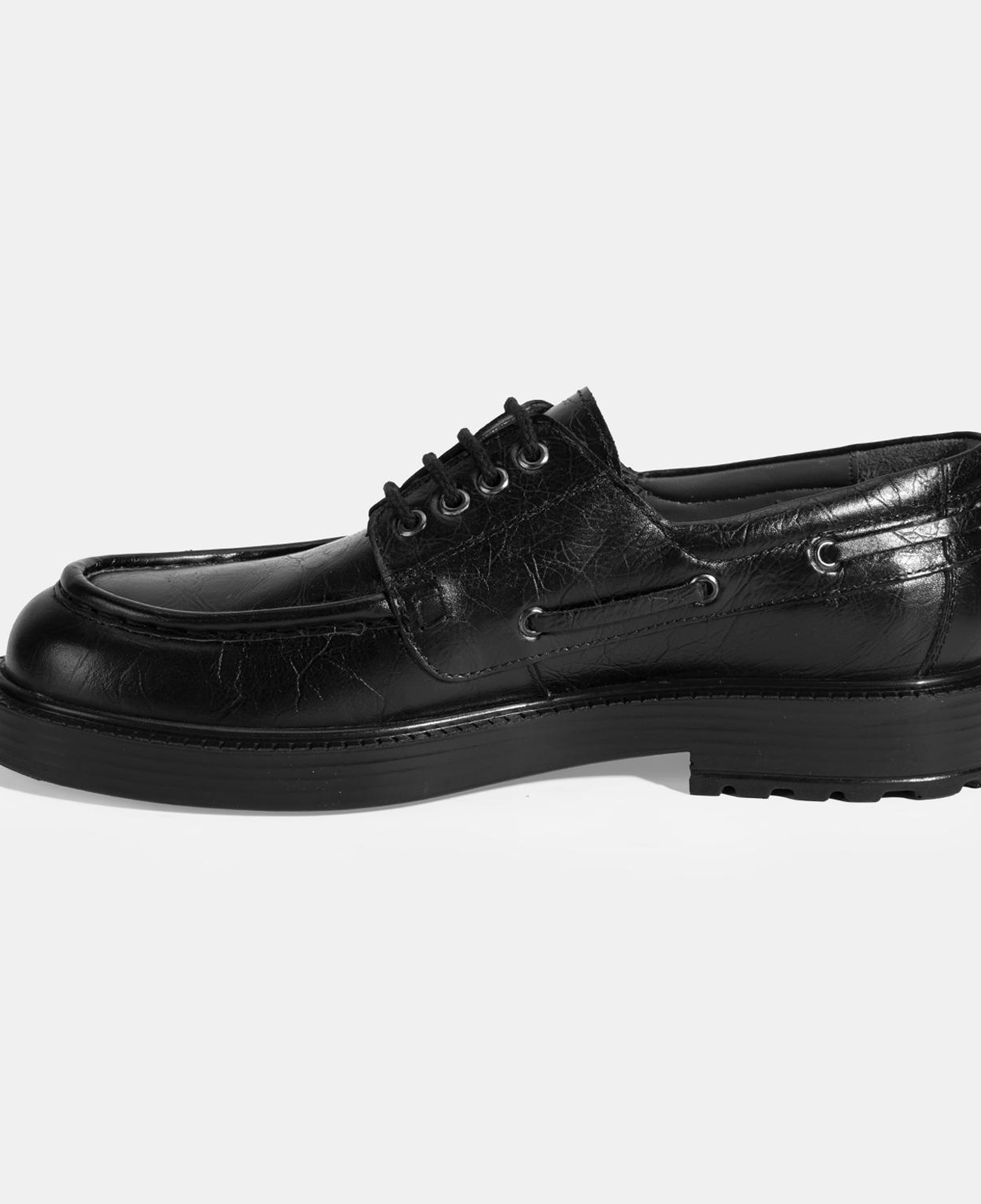 Erkek Siyah Bağcıklı Deri Günlük Ayakkabı