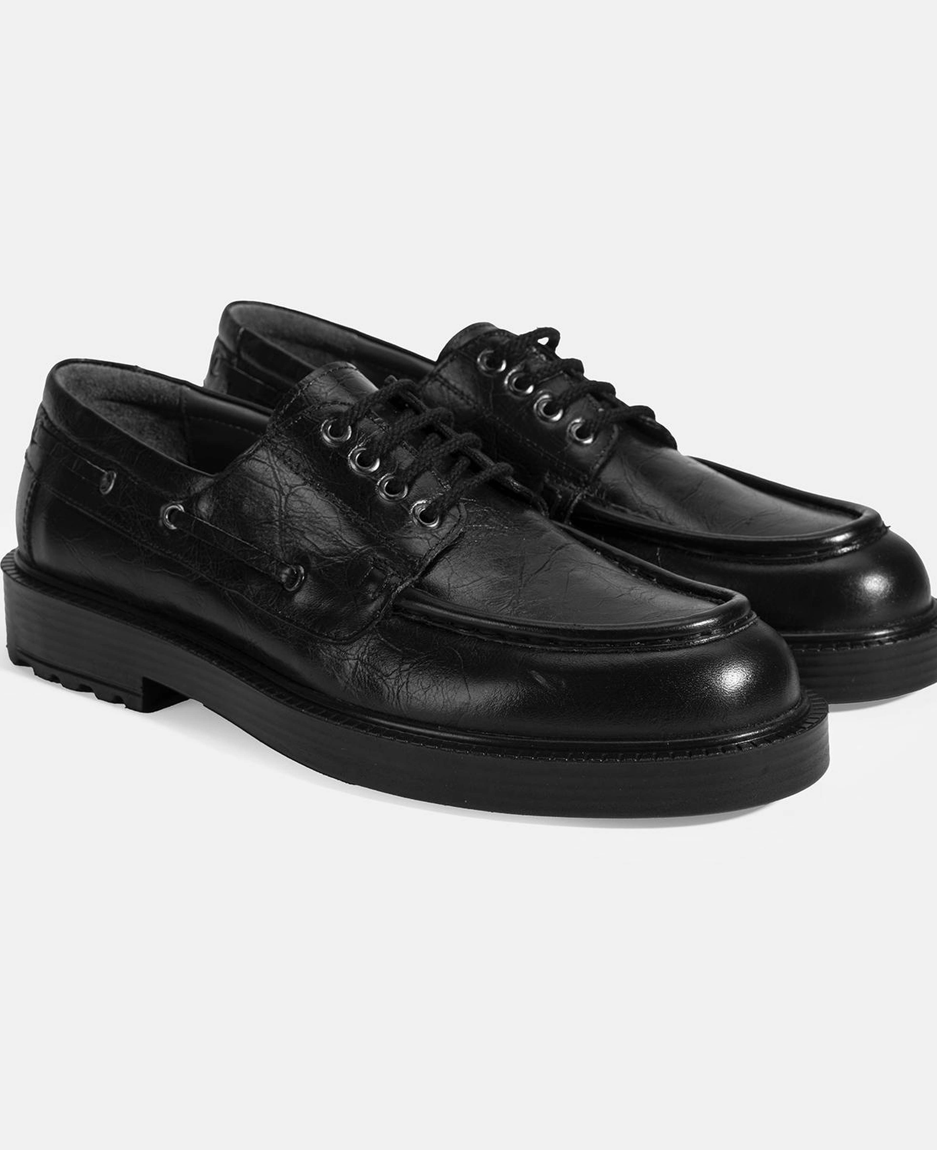 Erkek Siyah Bağcıklı Deri Günlük Ayakkabı