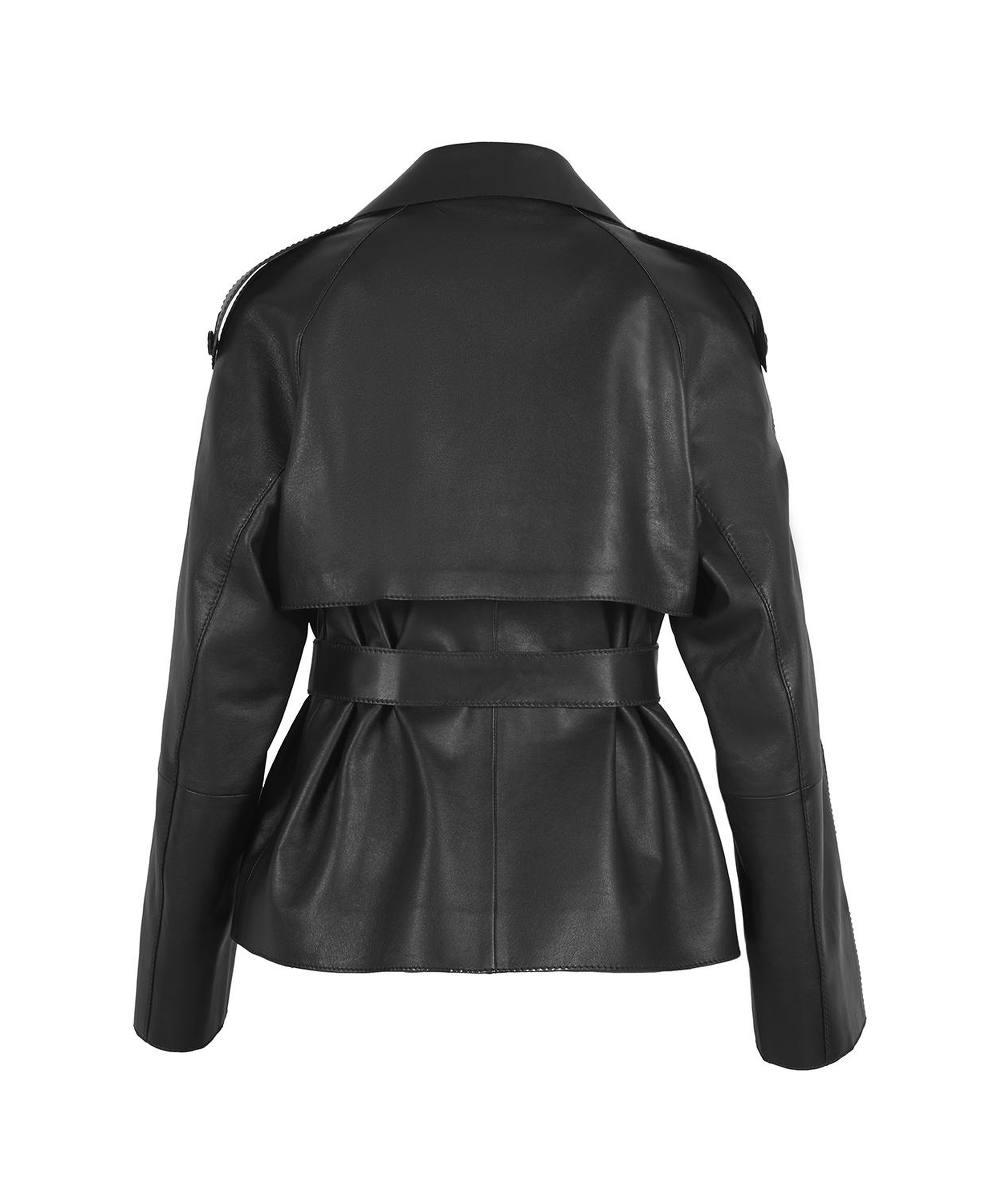 Amadika Siyah Kadın Deri Trençkot