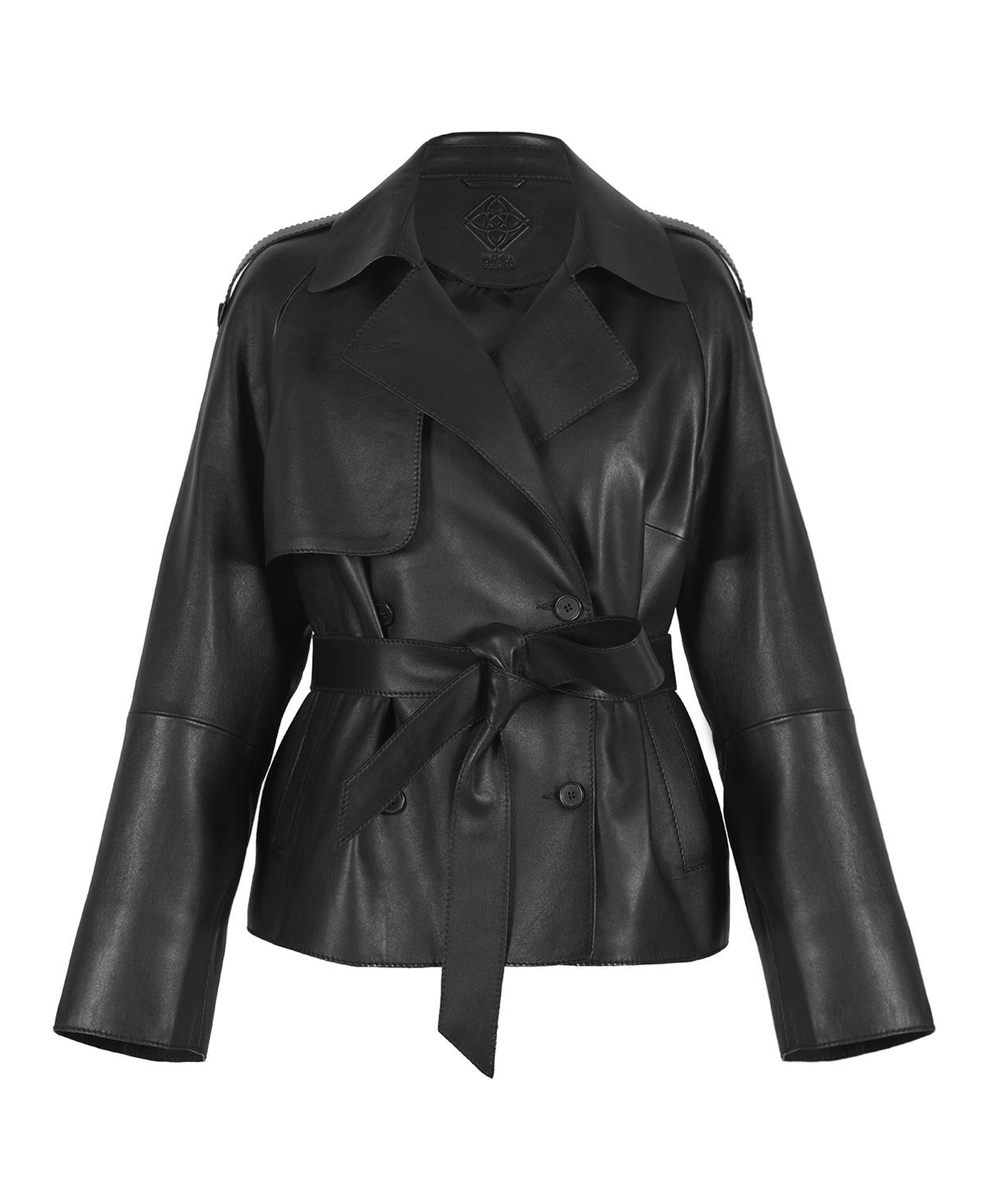 Amadika Siyah Kadın Deri Trençkot