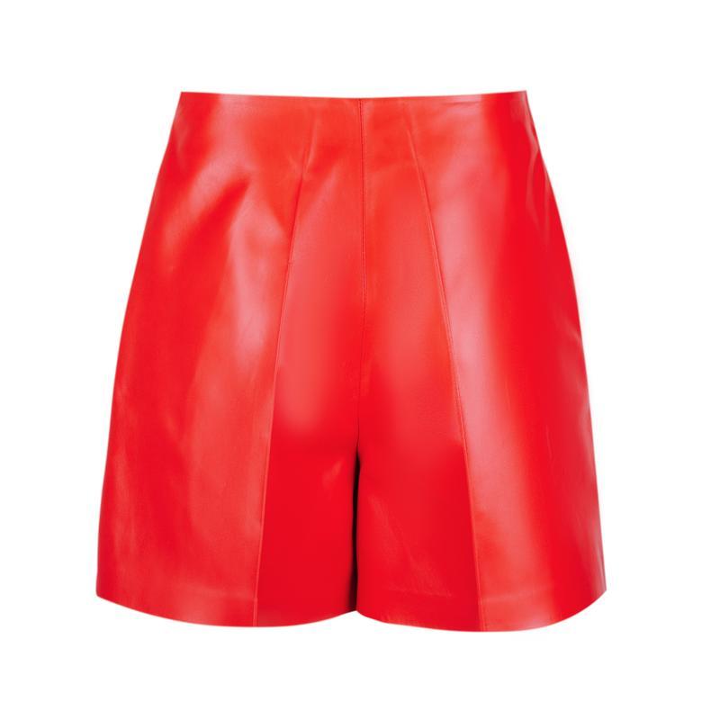 Silino Kırmızı Kadın Deri Şort
