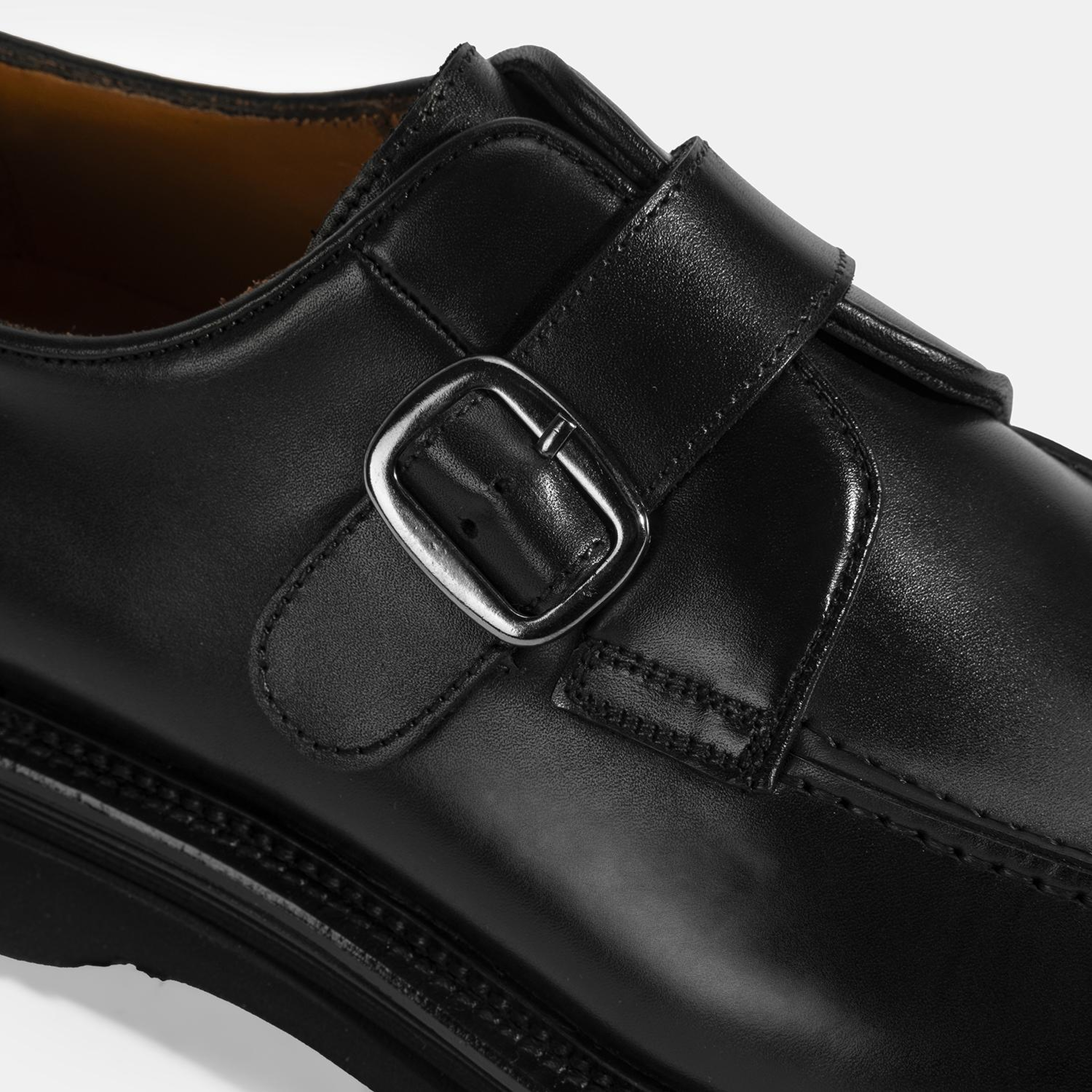 Erkek Siyah Ayarlanabilir Tokalı Deri Günlük Ayakkabı