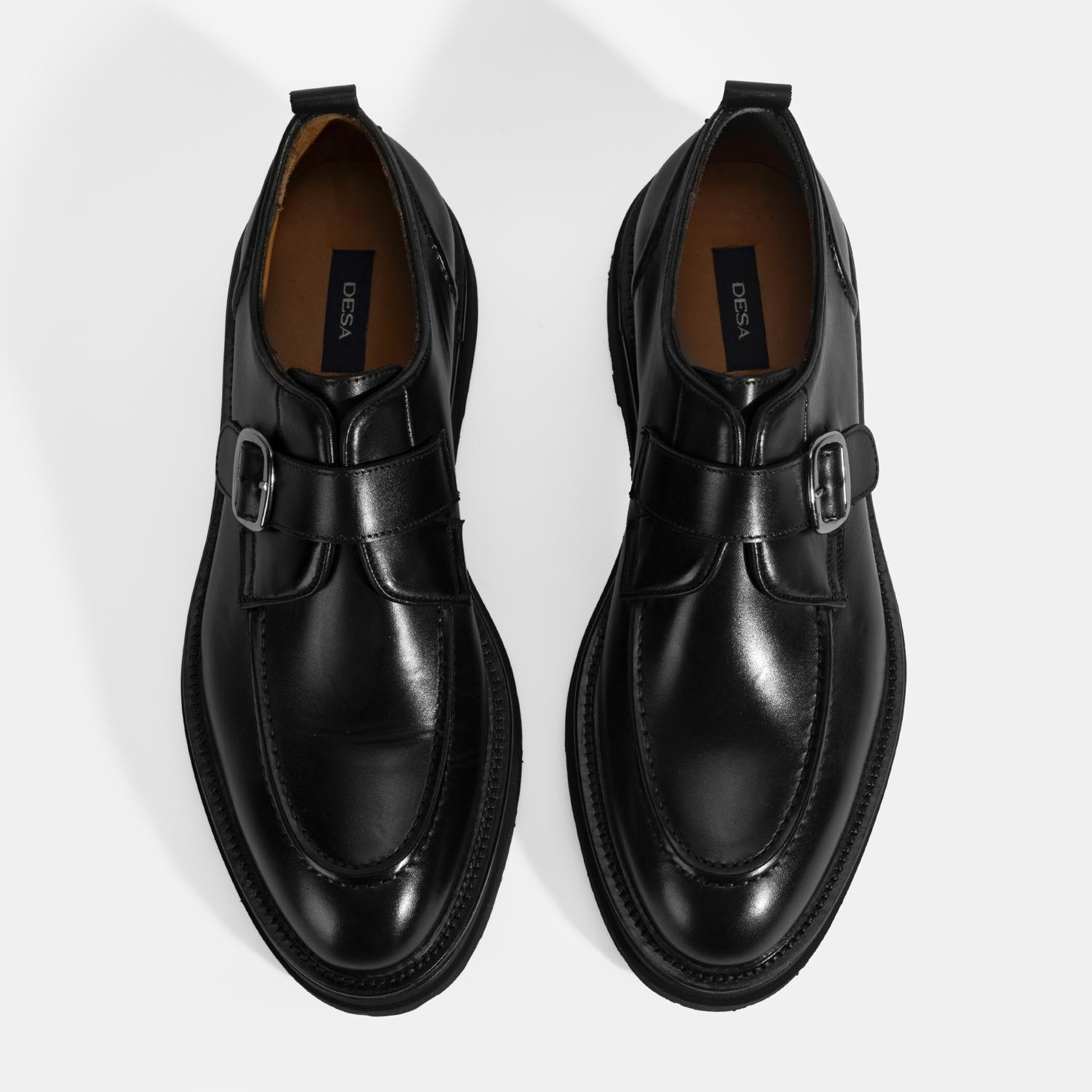 Erkek Siyah Ayarlanabilir Tokalı Deri Günlük Ayakkabı