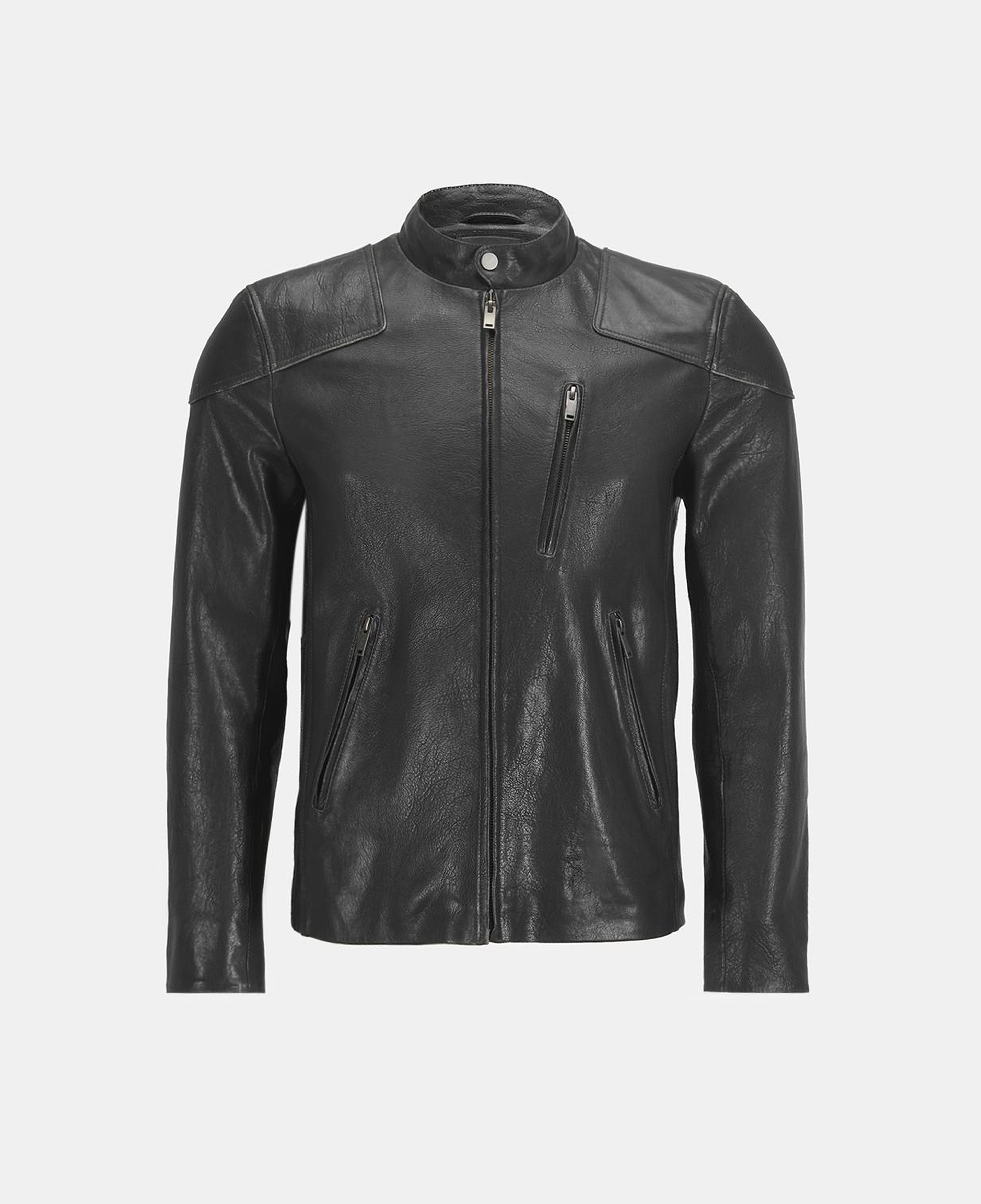 Erkek Siyah Eskitme Deri Mont