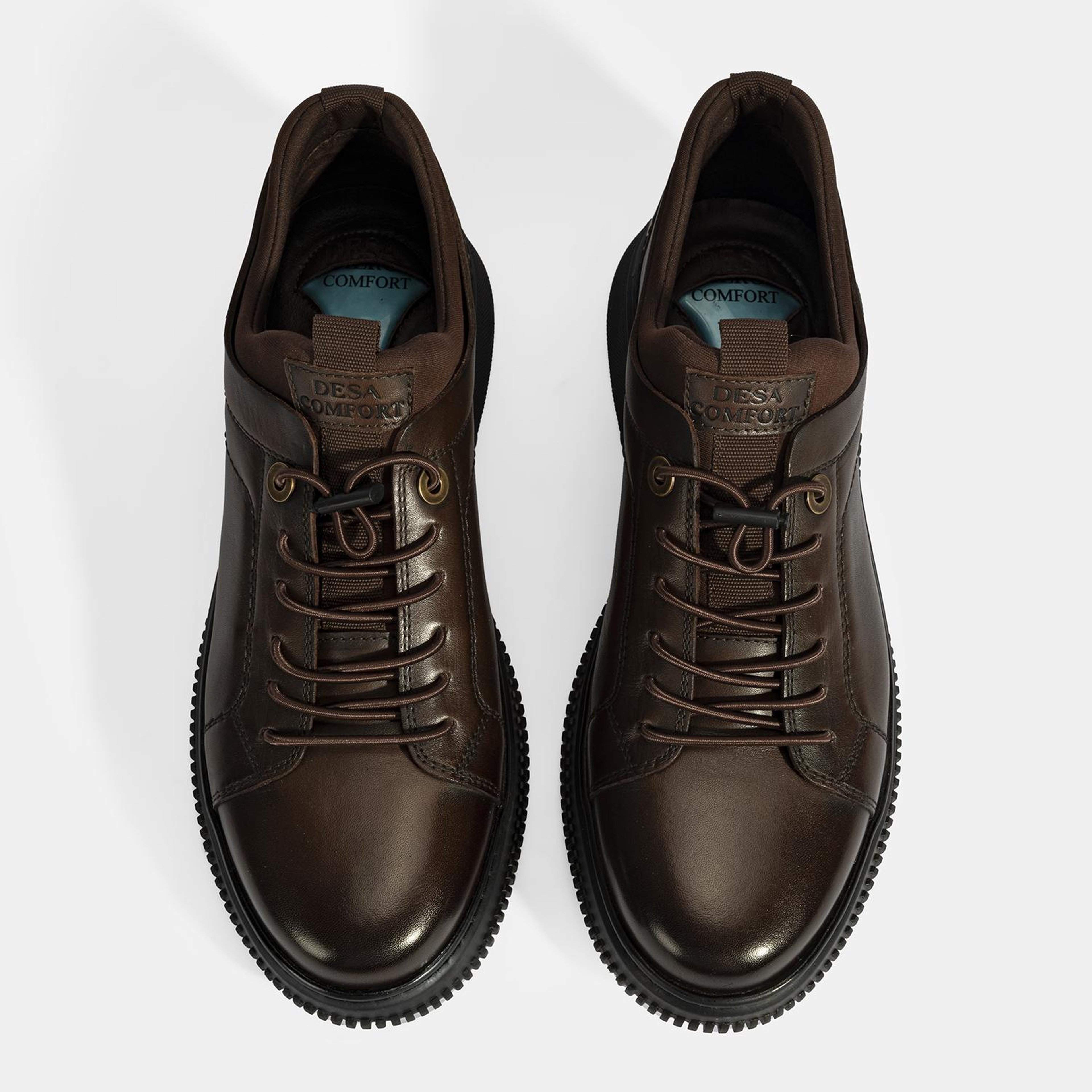 Erkek Kahve DesaComfort Bağcıklı Deri Günlük Ayakkabı