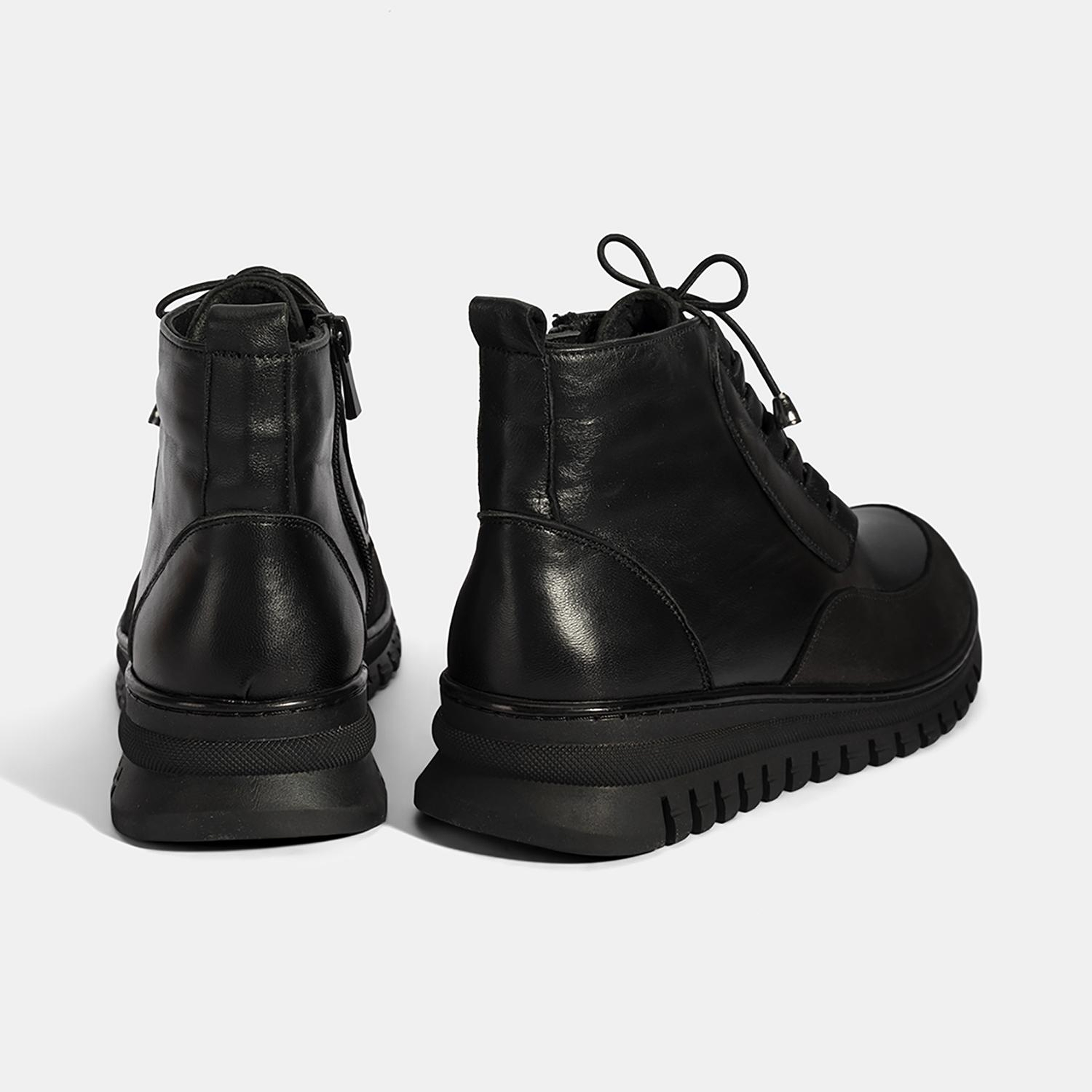 Kadın Siyah Bağcıklı DesaComfort Deri Bot