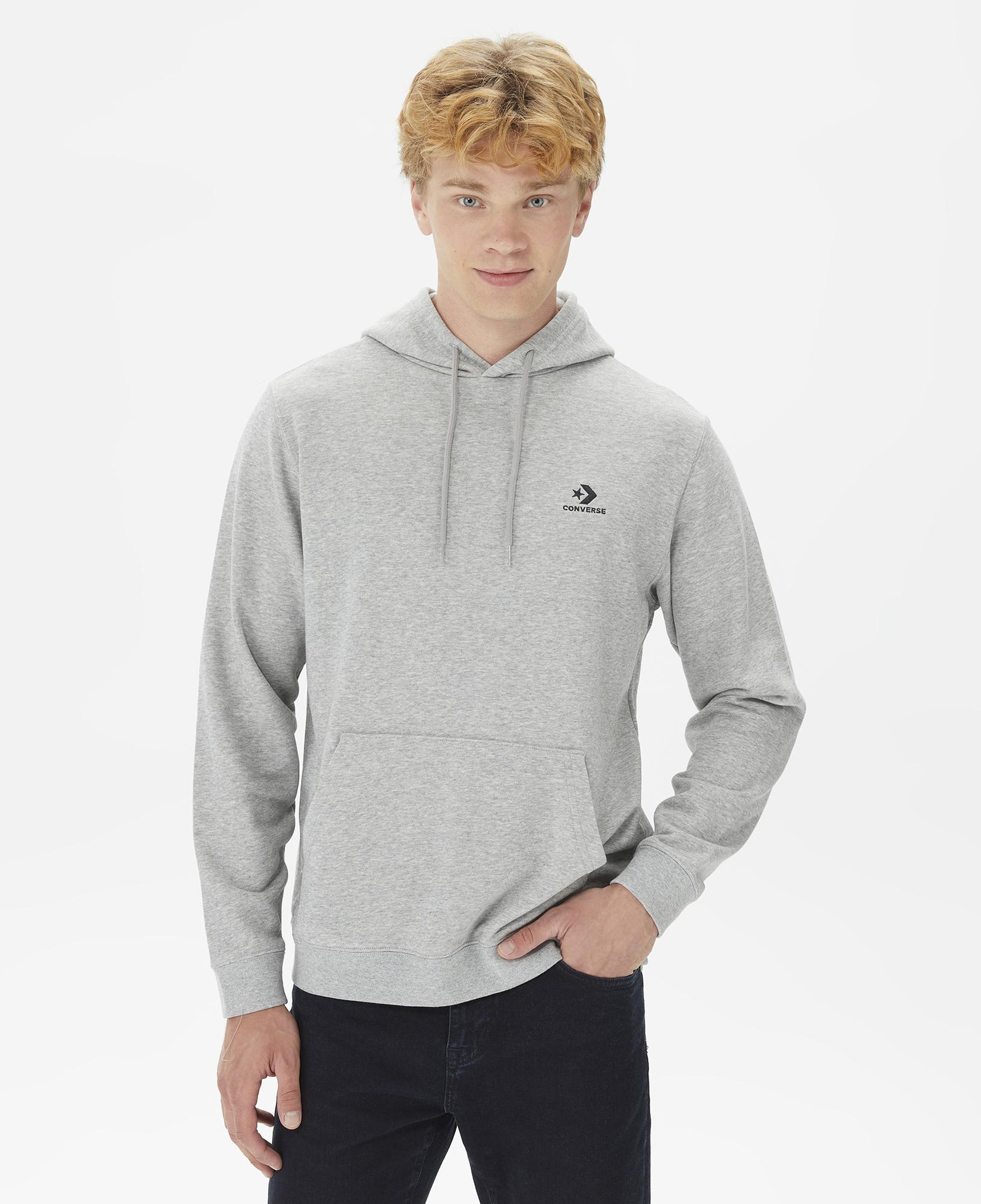 Converse Go-To Unisex Kapüşonlu Gri Hoodie
