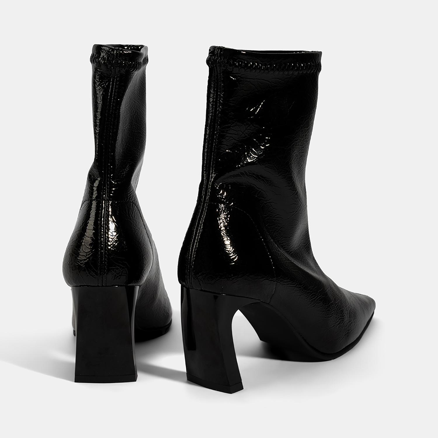 Kadın Siyah Kalın Topuklu Stretch Bot