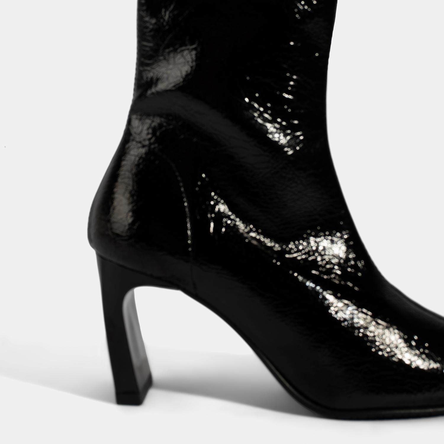 Kadın Siyah Kalın Topuklu Stretch Bot