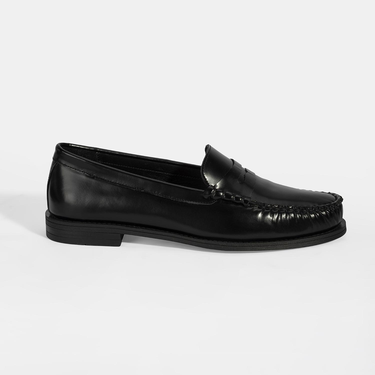 Kadın Siyah Klasik Deri Loafer