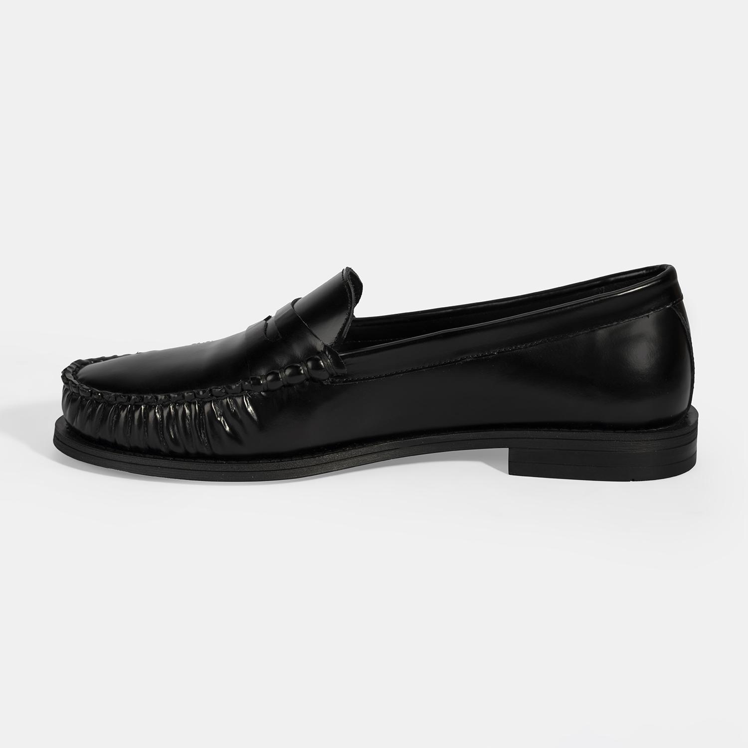 Kadın Siyah Klasik Deri Loafer