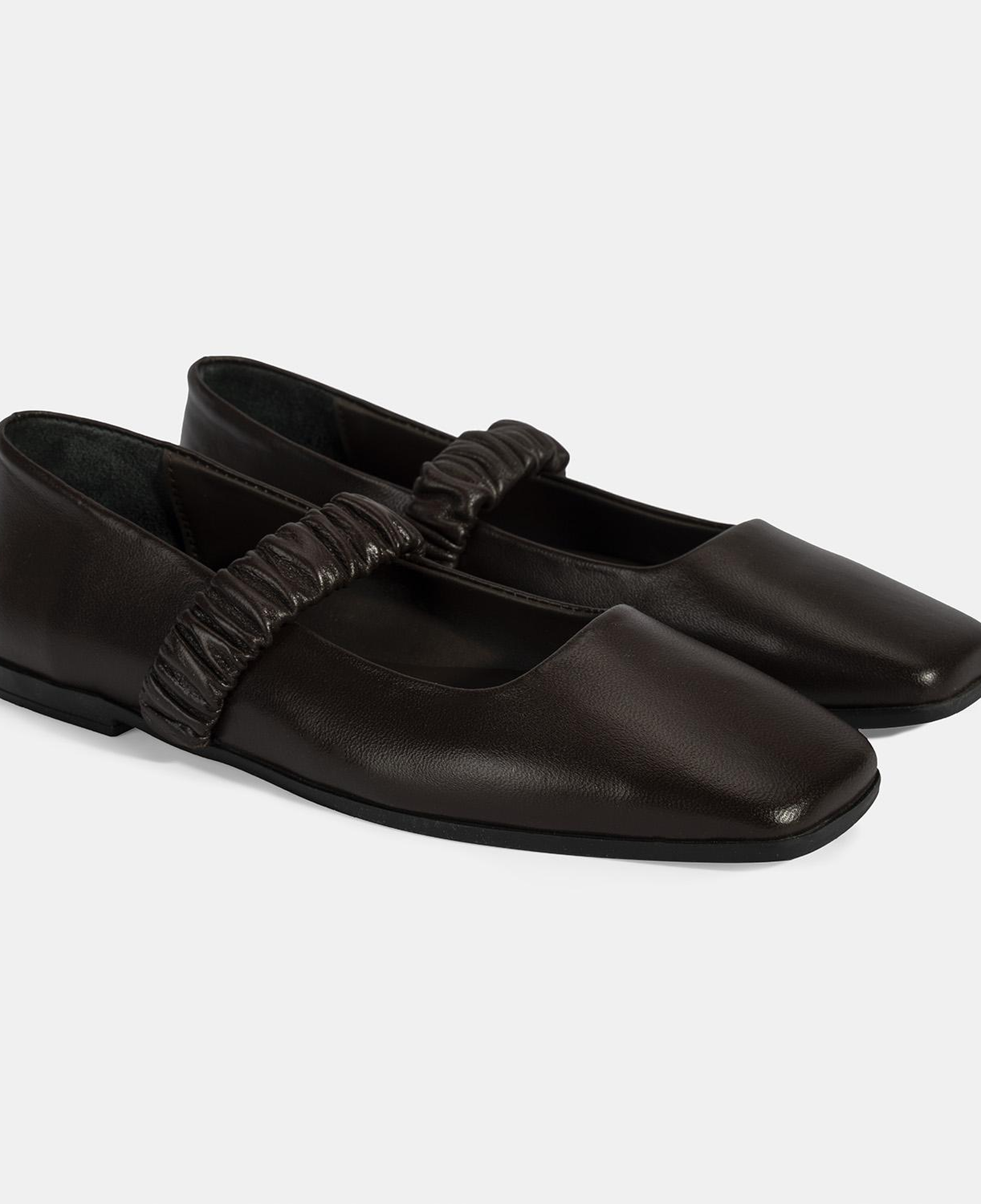 Kadın Kahve Mary Jane Deri Babet