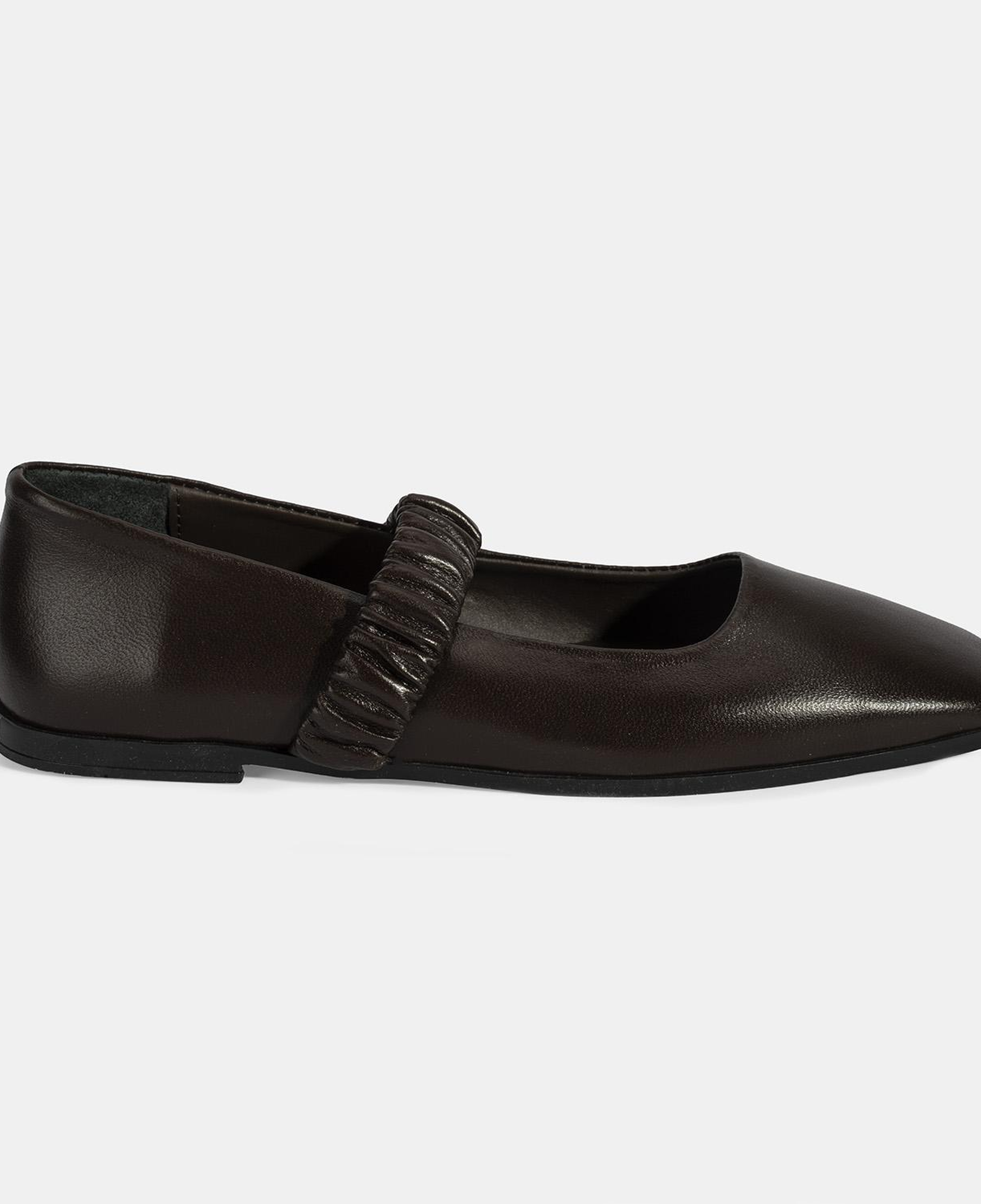 Kadın Kahve Mary Jane Deri Babet