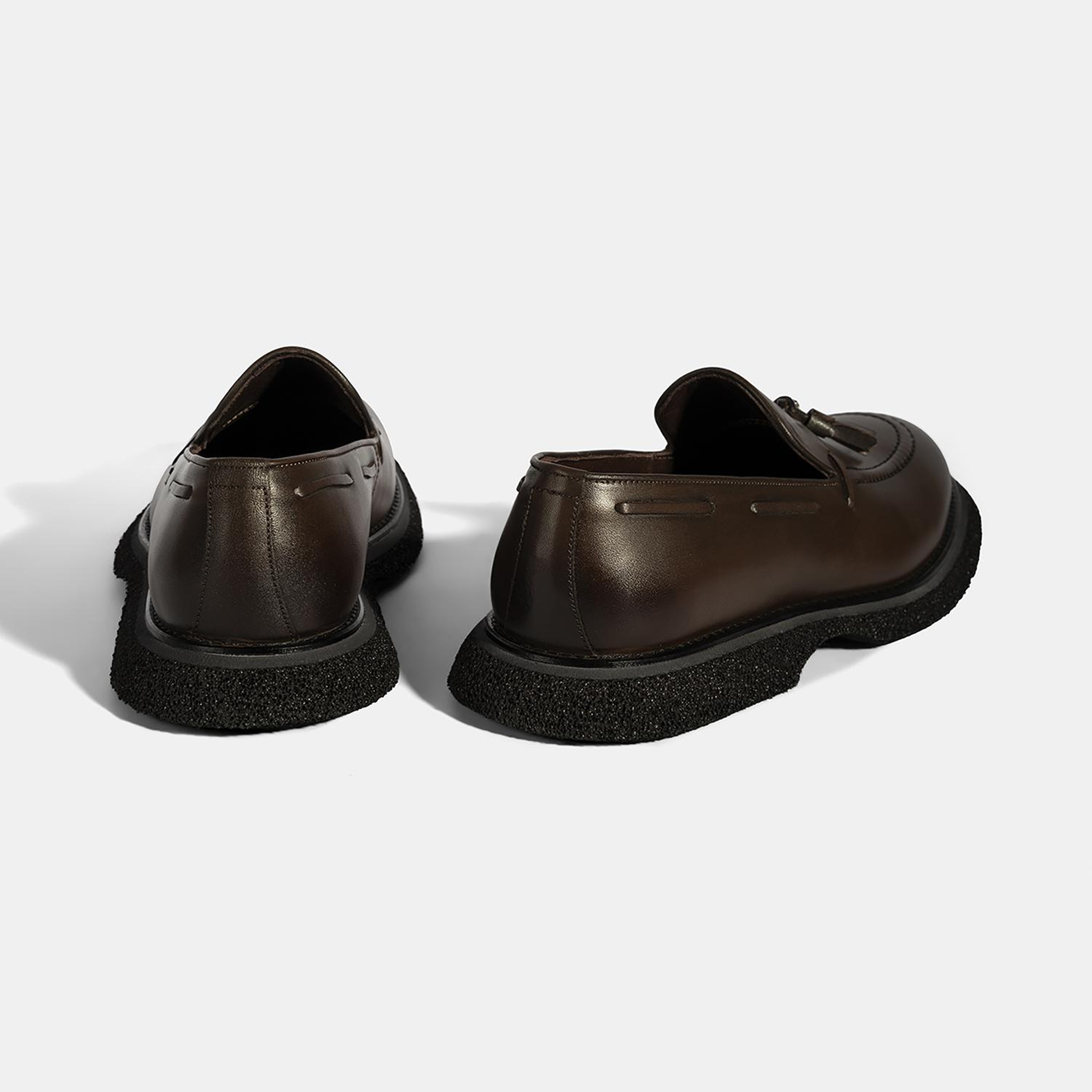 Erkek Kahve Püskül Detaylı Deri Loafer